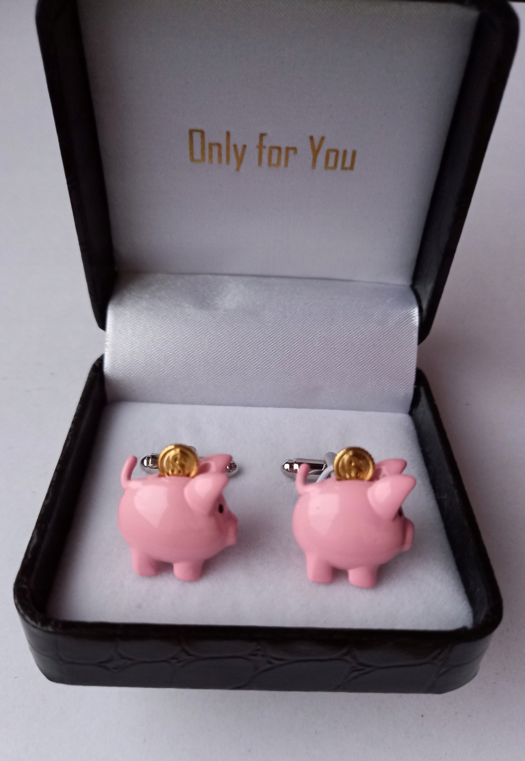 Manžetové knoflíčky na košili Růžová prasátko Pokladnička