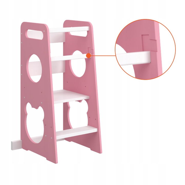 POMOCNIK KUCHENNY KITCHEN HELPER dziecięcy MONTESSORI RÓŻOWY/BIAŁY MIŚ Marka Meble Wróbel