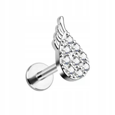 

Labret srebrne skrzydło z białymi cyrkoniami 1,2/6