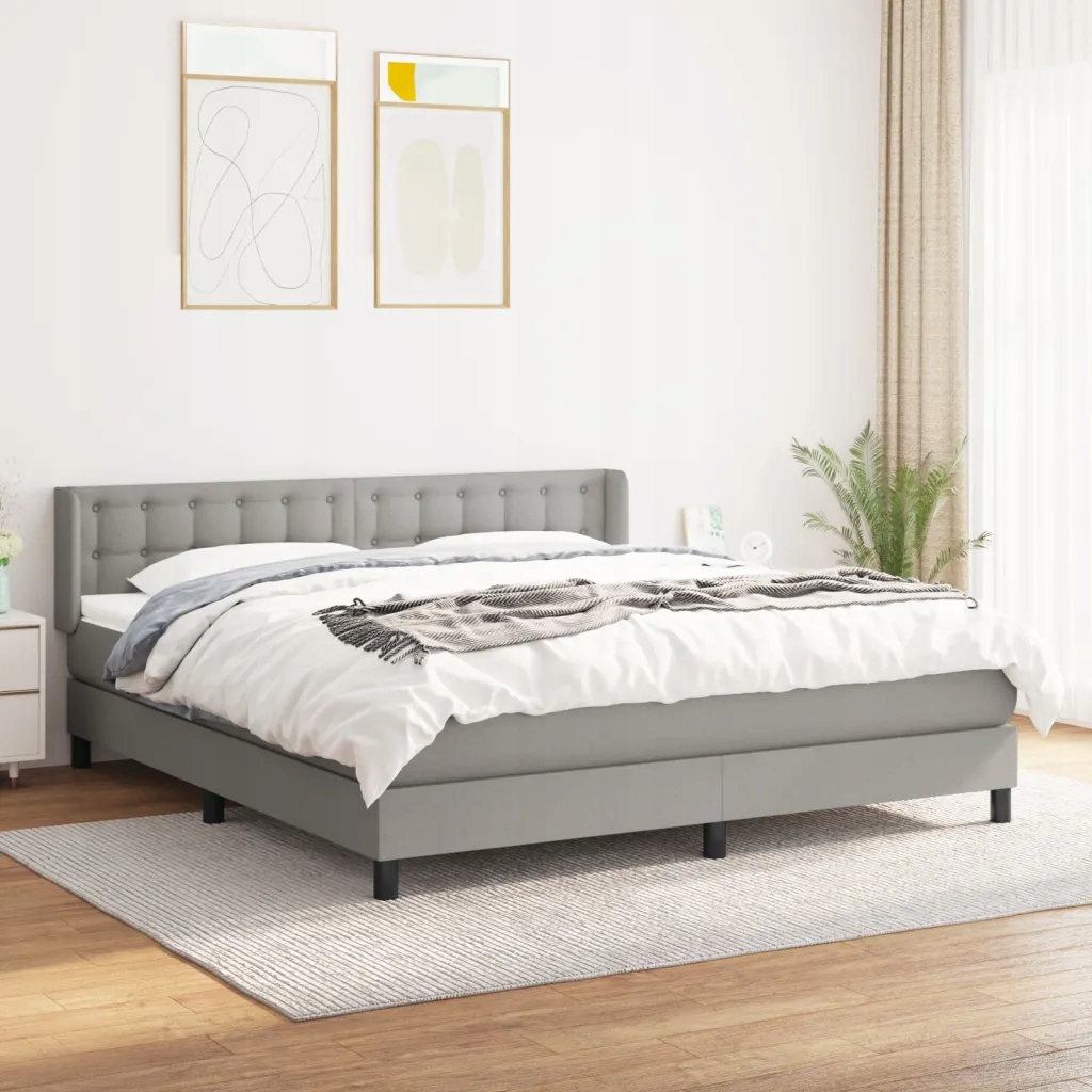Box spring postel s matrací světle šedá 160 x 200 cm textil Šedá 3130041