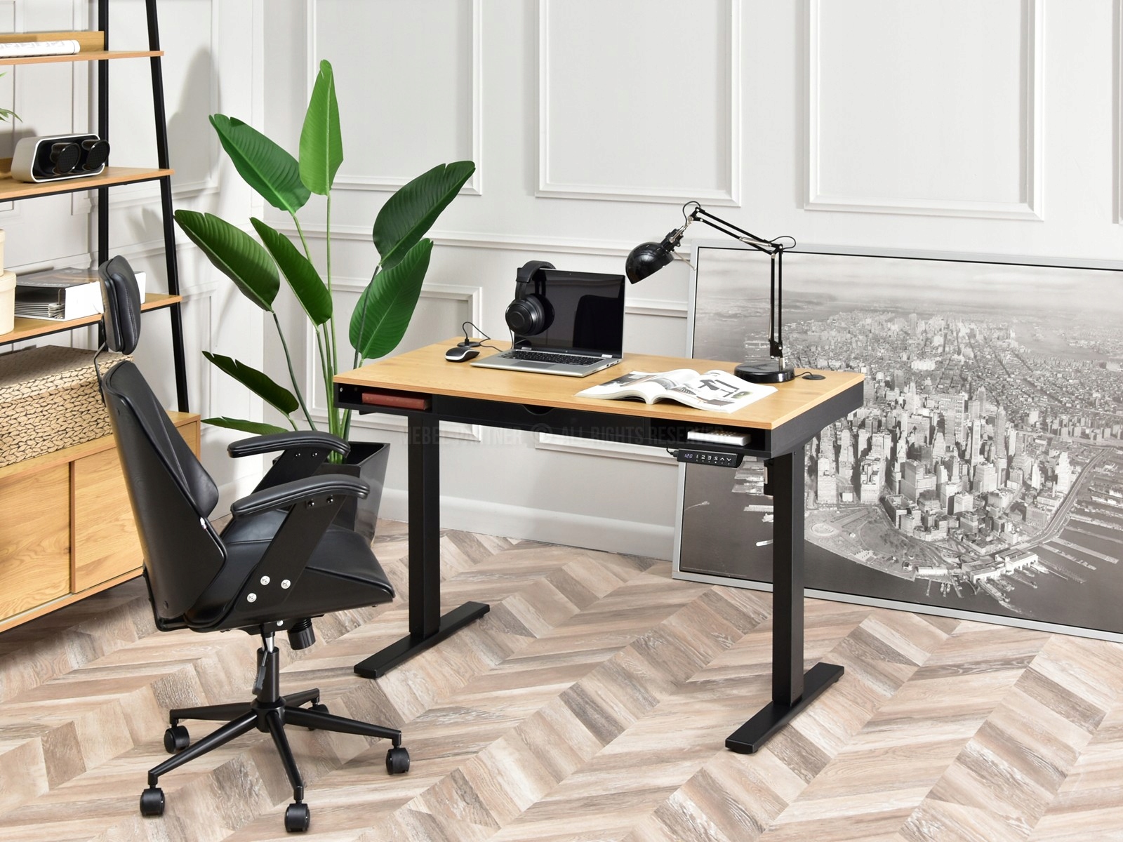 NOWOCZESNE BIURKO PODNOSZONE OTSO 120 CZARNY DĄB Kod producenta 5907698680208