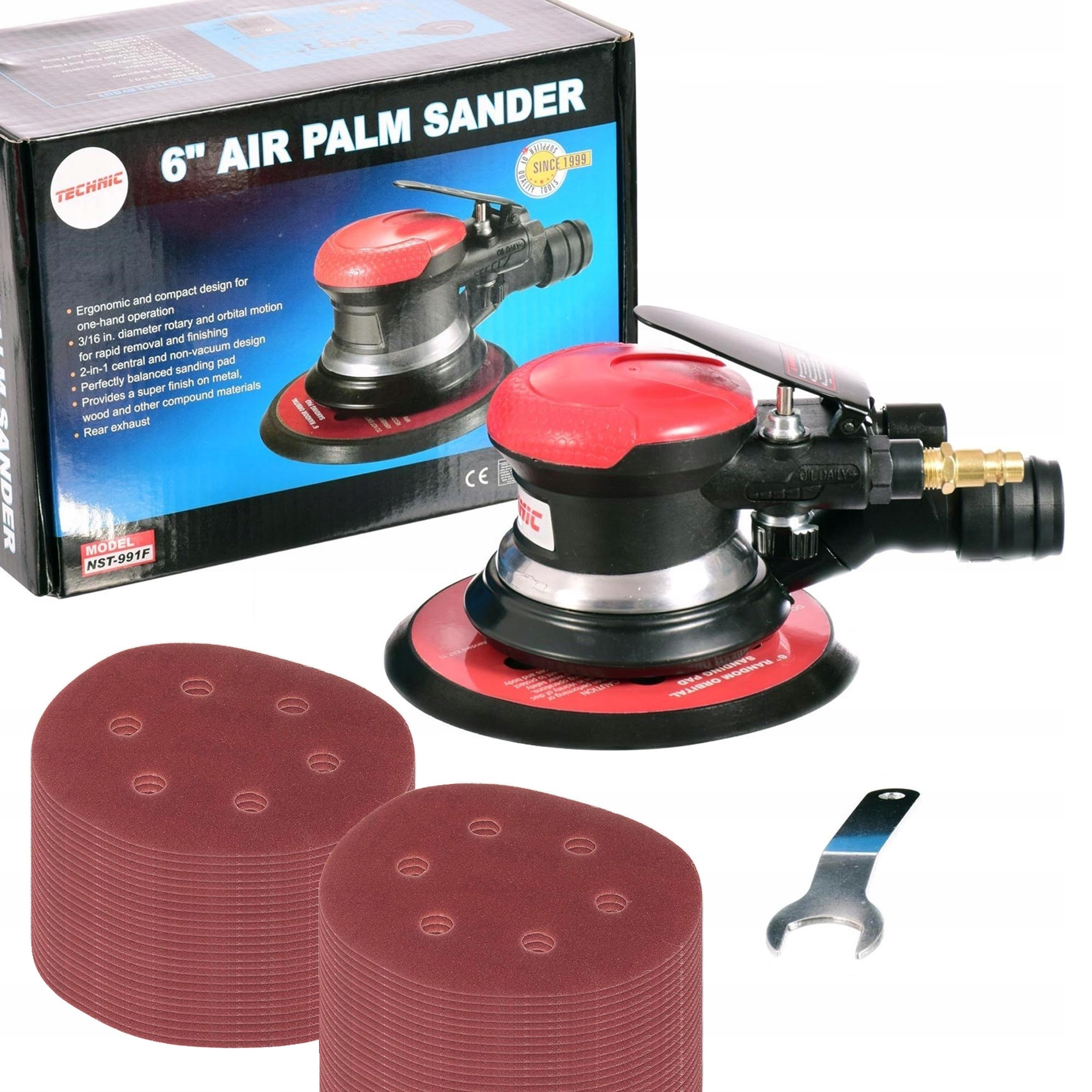 Pneumatická orbitální excentrická bruska 50x brusný papír