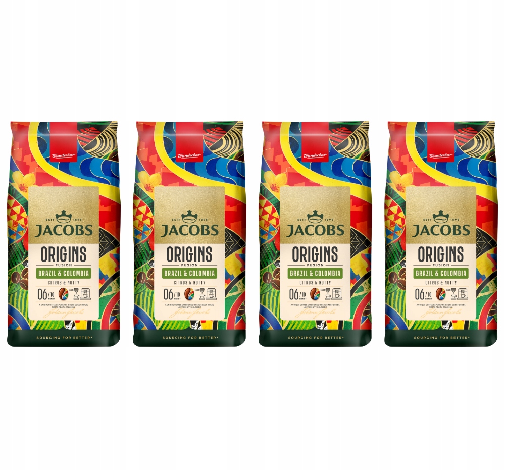 Kawa ziarnista Jacobs Origins Fusion Brazil 100% 4x 1kg