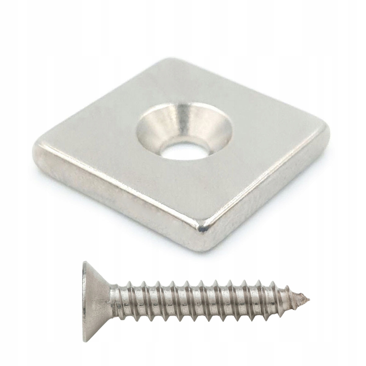 

Zestaw: Magnes Neodymowy 18x18x3mm otwór 8/4 wkręt