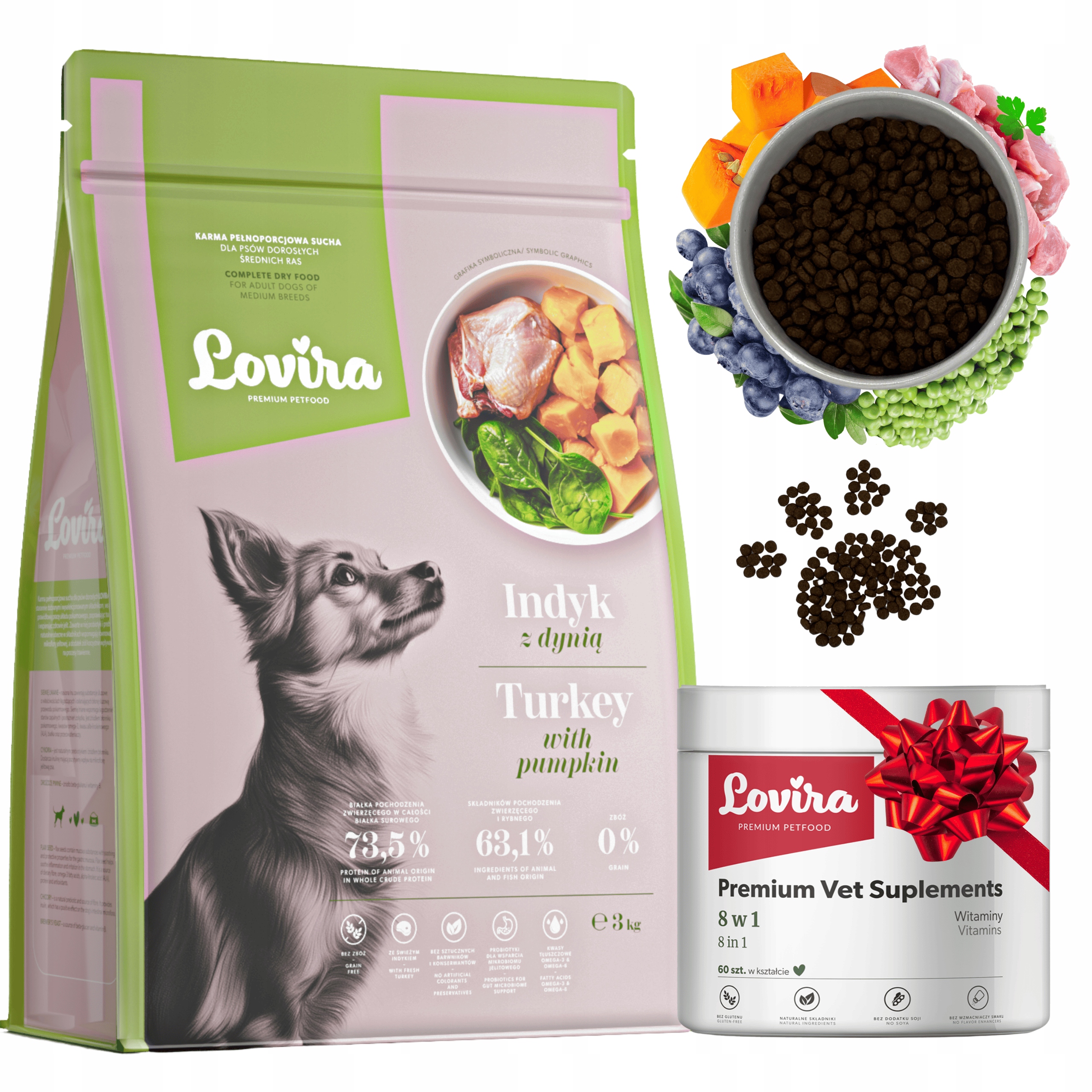 Levně Krmivo Suché Krůta+bonus Doplňky Pro Psa 8v1 komplex Vitamínů 60 ks