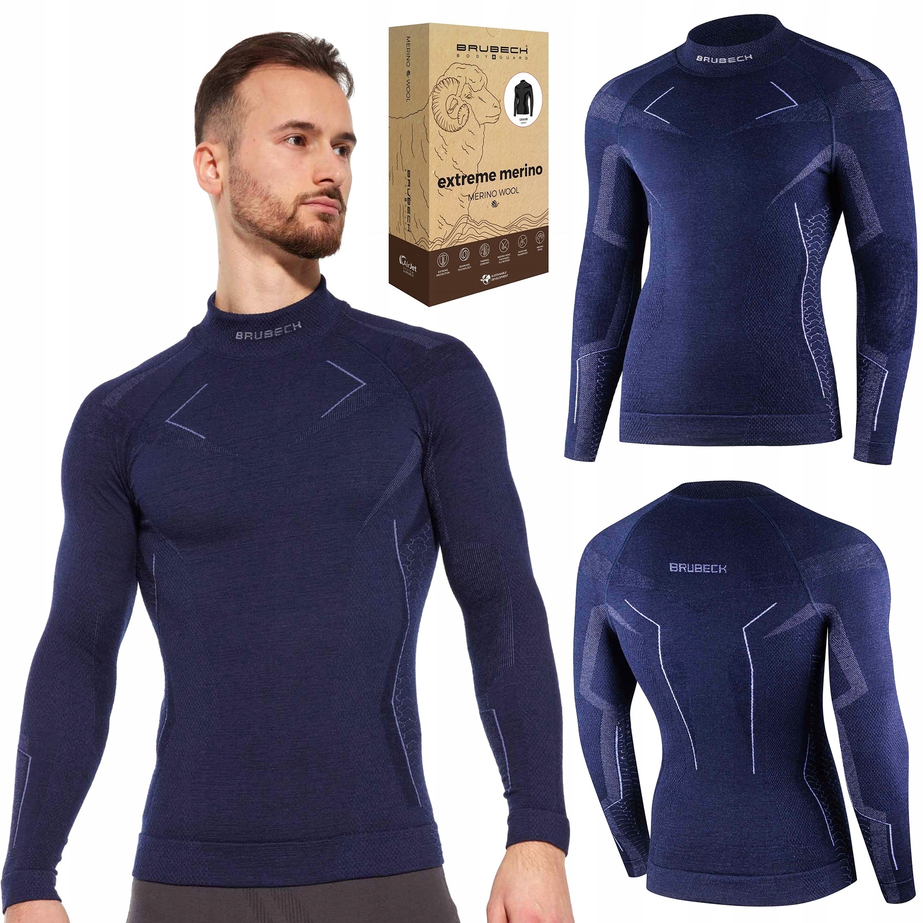 Vlněná Pánská Mikina termoaktivní mikina Prodyšná Brubeck Extreme Merino XXL