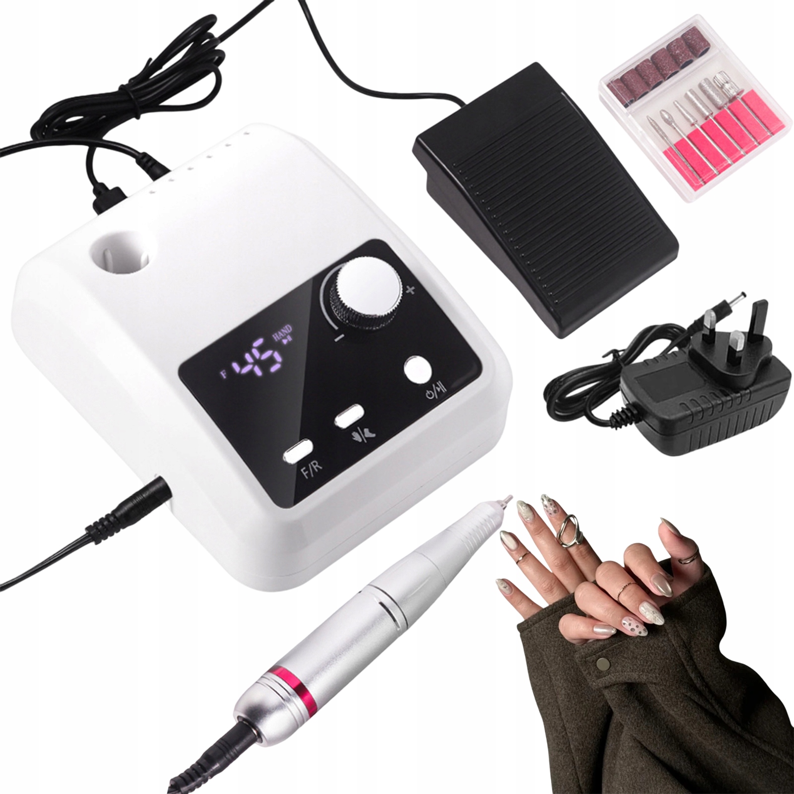 Bruska Profesionální Pro Odstranění Gelu, Akrylu A Kalusu 45000RPM Bílá