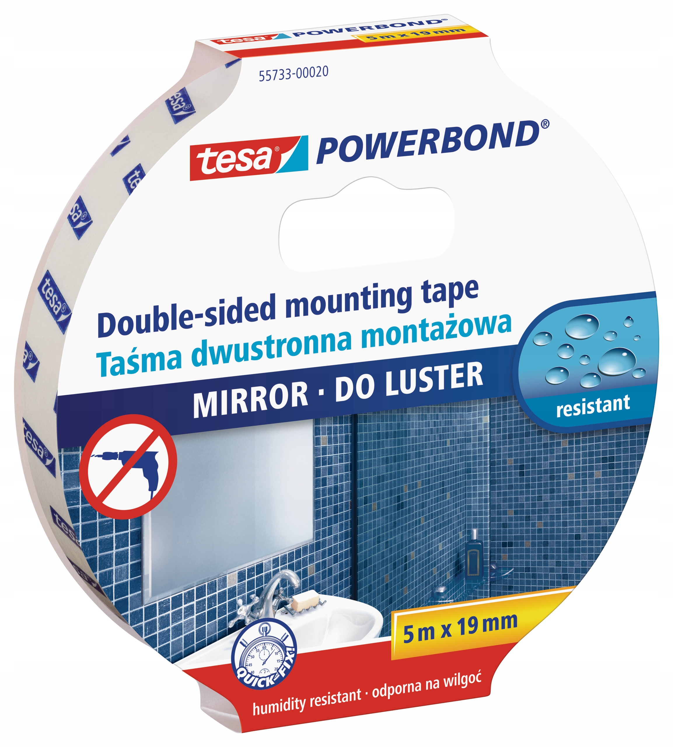 

Dwustronna taśma montażowa tesa do luster 5m 19mm