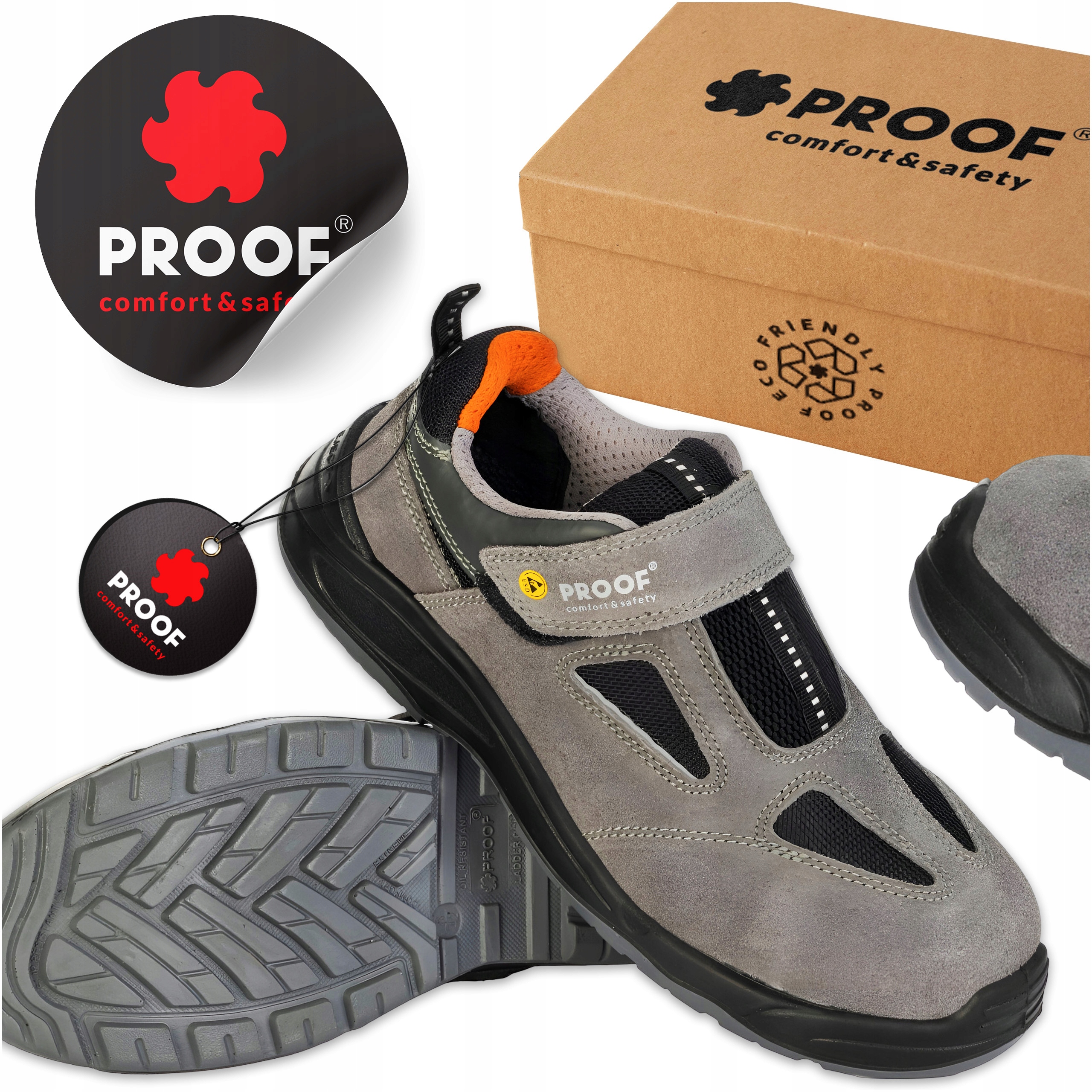 Buty Robocze Damskie Obuwie Ochronne Skórzane Welurowe Podnosek Proof R. 37