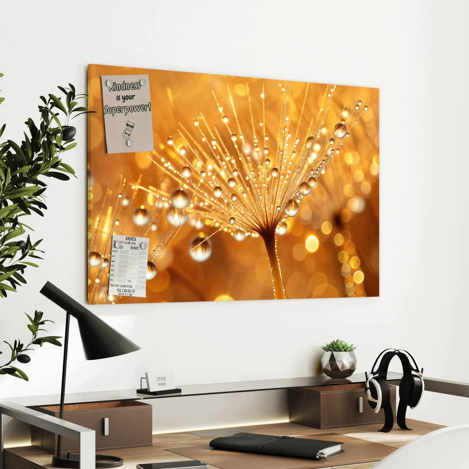 Magnetická tabule Pampeliška lékařská Kapka 90 × 60 cm