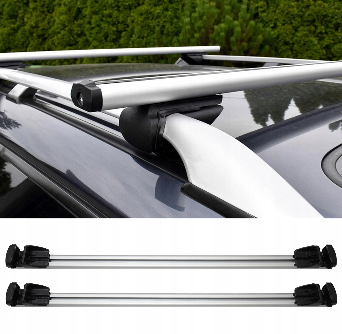 BAGAŻNIK DACHOWY NA RELINGI BELKI OTWARTE UNIWERSALNY ALUMINIOWY 123 CM KPL Numer katalogowy producenta 31170