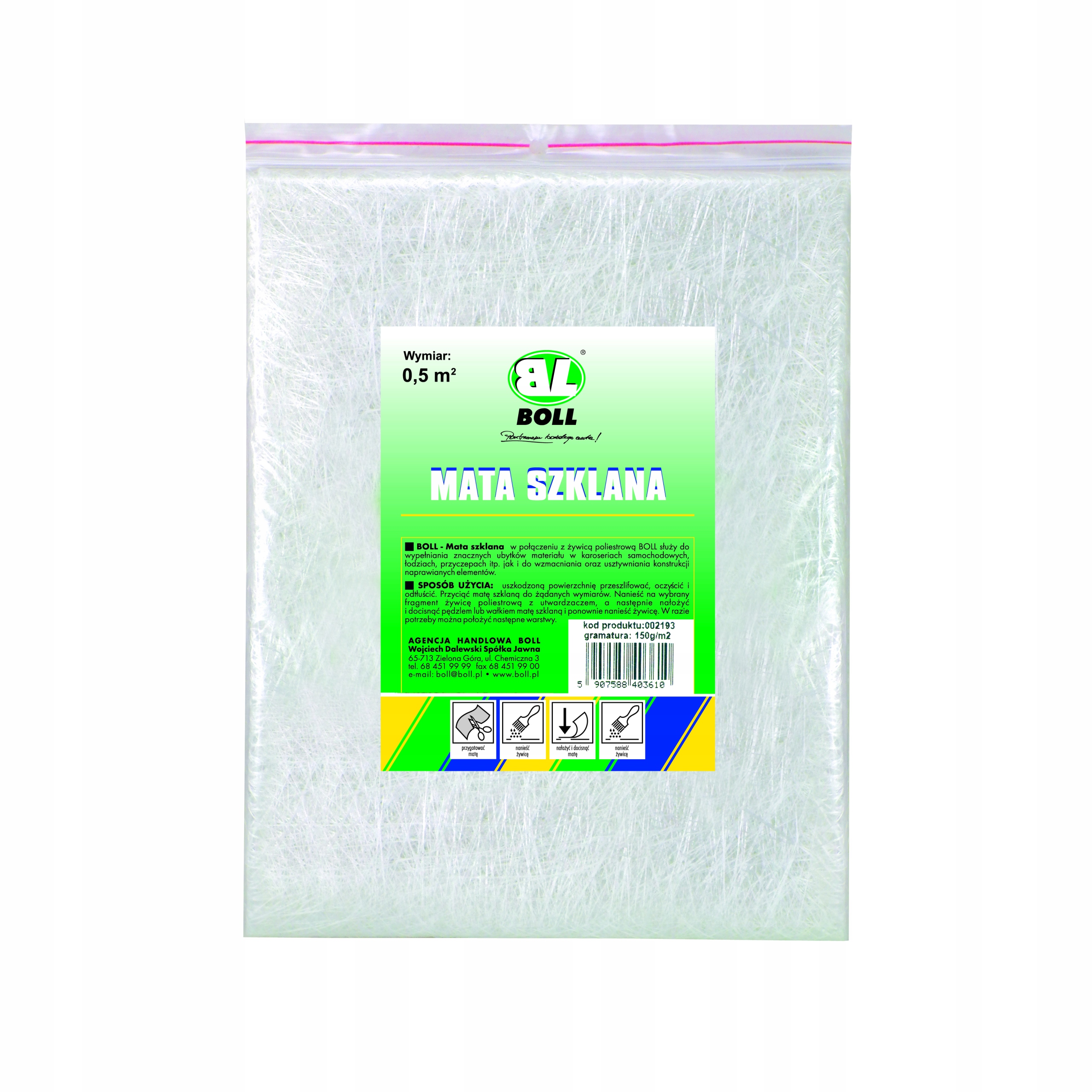 

Mata Szklana Boll 150g/m2 0,5m2 Do Napraw Żywiczny