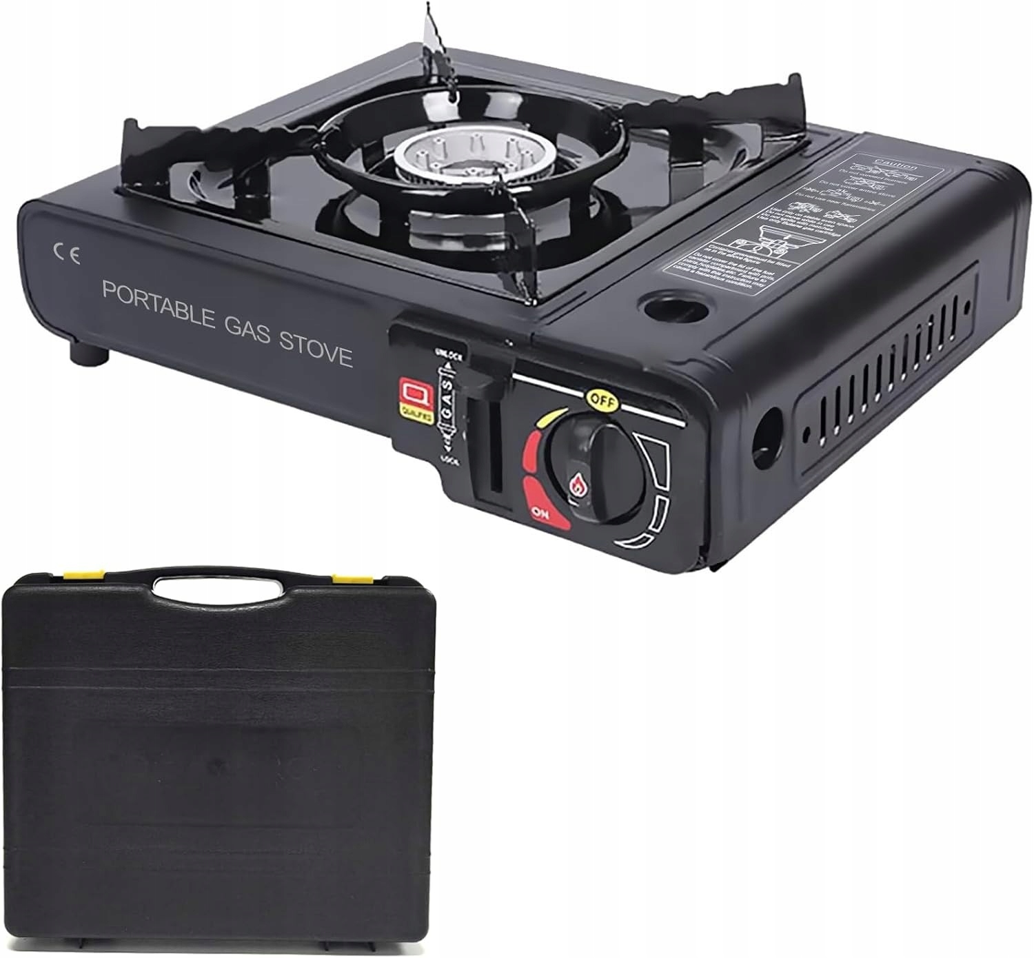 turistický kempingový plynový vařič, černý