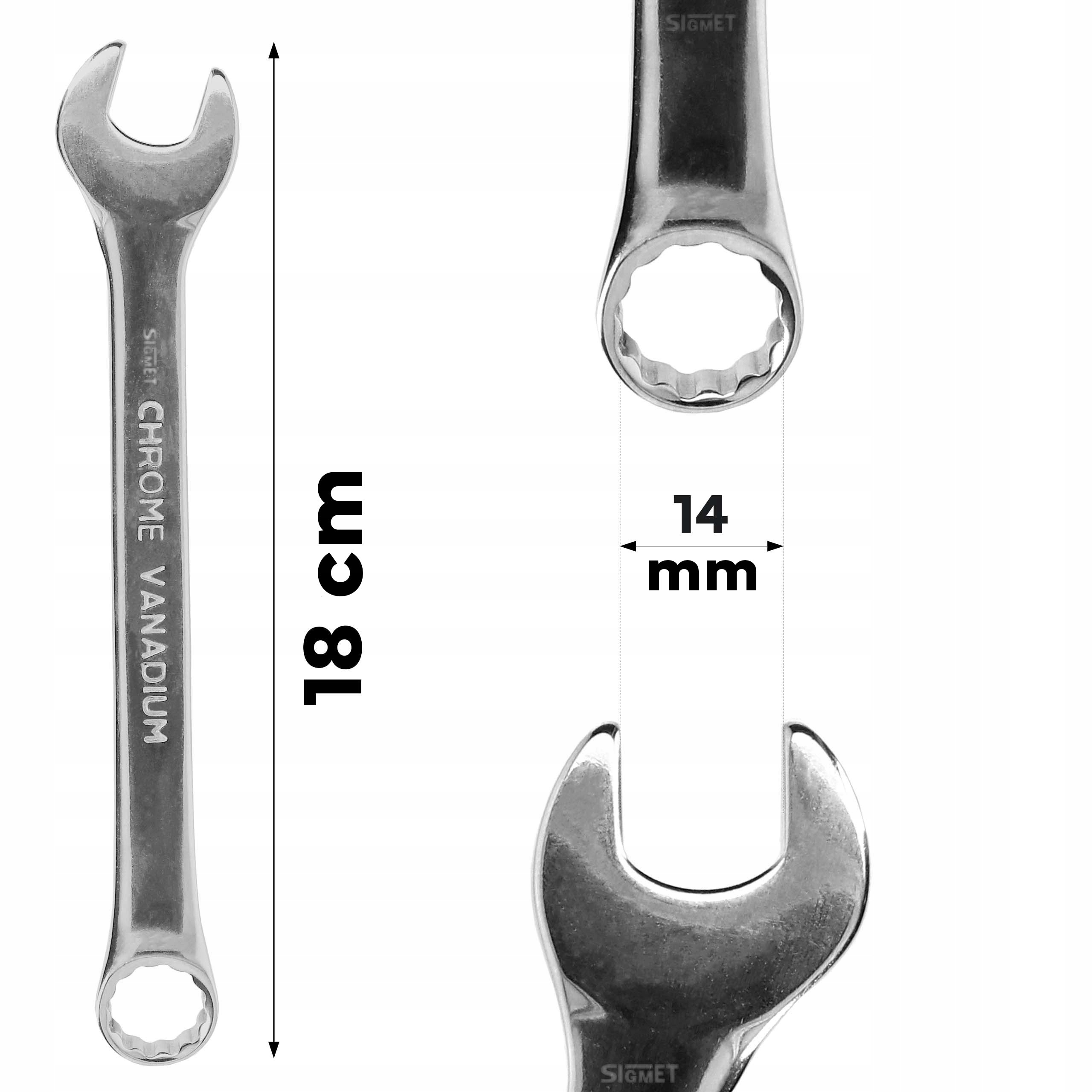 KLUCZ PŁASKO-OCZKOWY 14 mm PŁASKI CR-V MOCNY SOLIDNY STANDARD Marka Sigmet