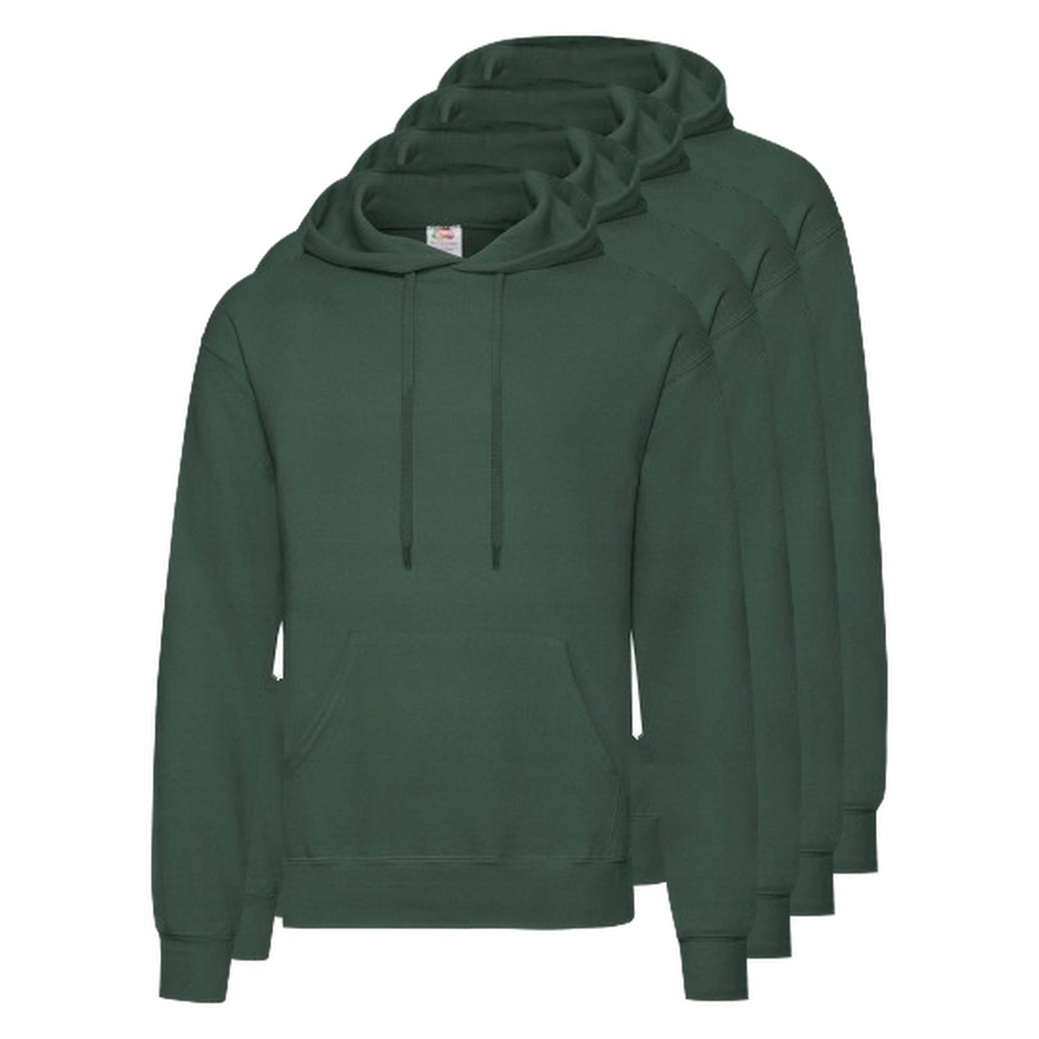 4x Pánská mikina mikina s kapucí Fruit of the Loom Láhvově zelená L