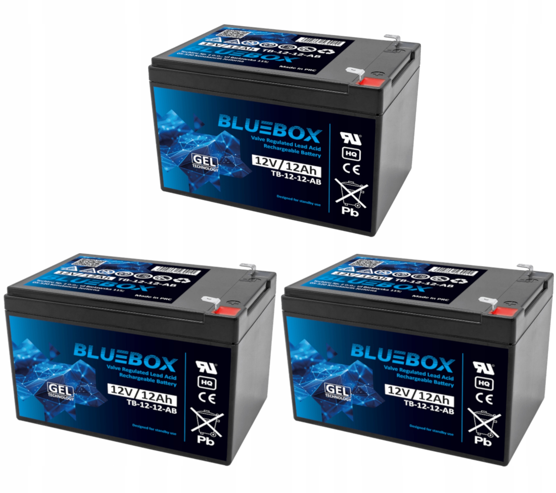 3x akumulátor Agm 12V 12Ah Bluebox (rozmer 10Ah 14Ah 15Ah) Ups bicykel Ups