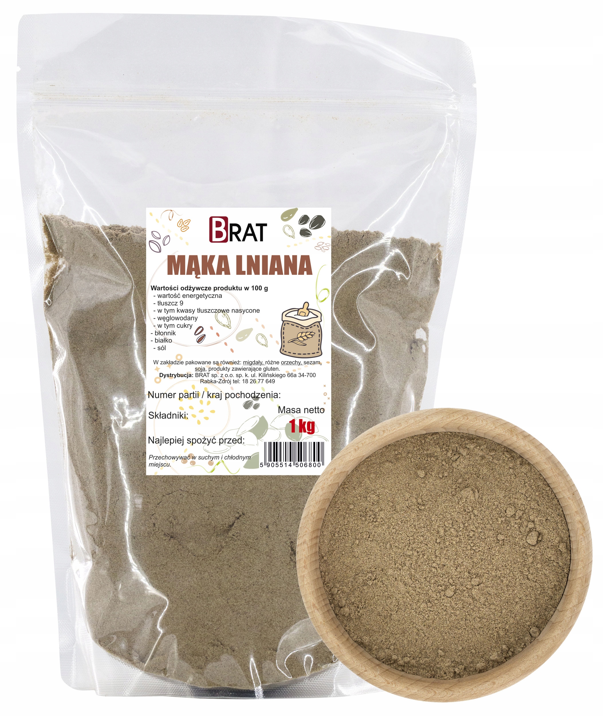 5X Brat Lněná mouka 1kg