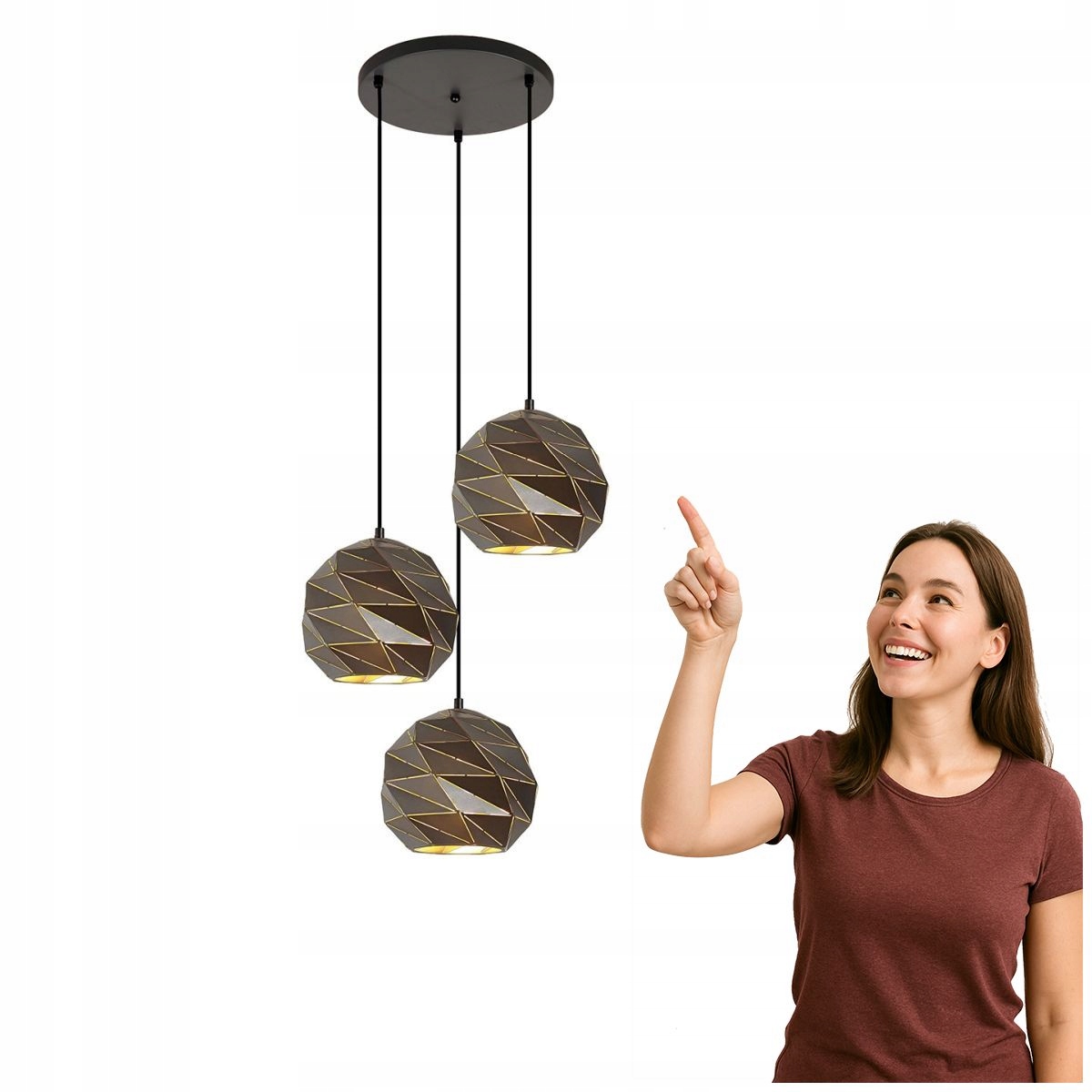 Závěsná lampa Palermo PND-2424-3S-GR+GD Italux