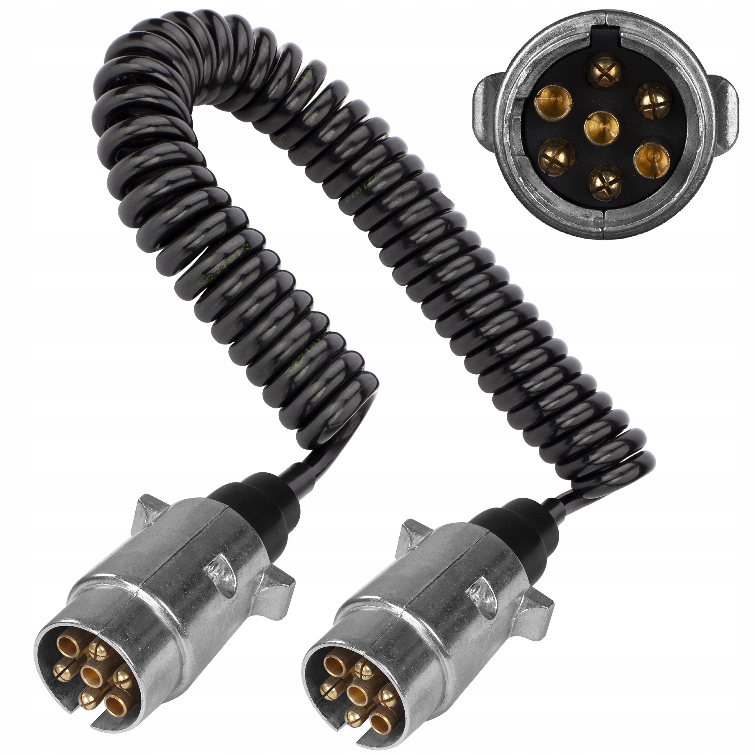PRZEWÓD SPIRALNY DO PRZYCZEPY METAL 7 PIN 12V 3m