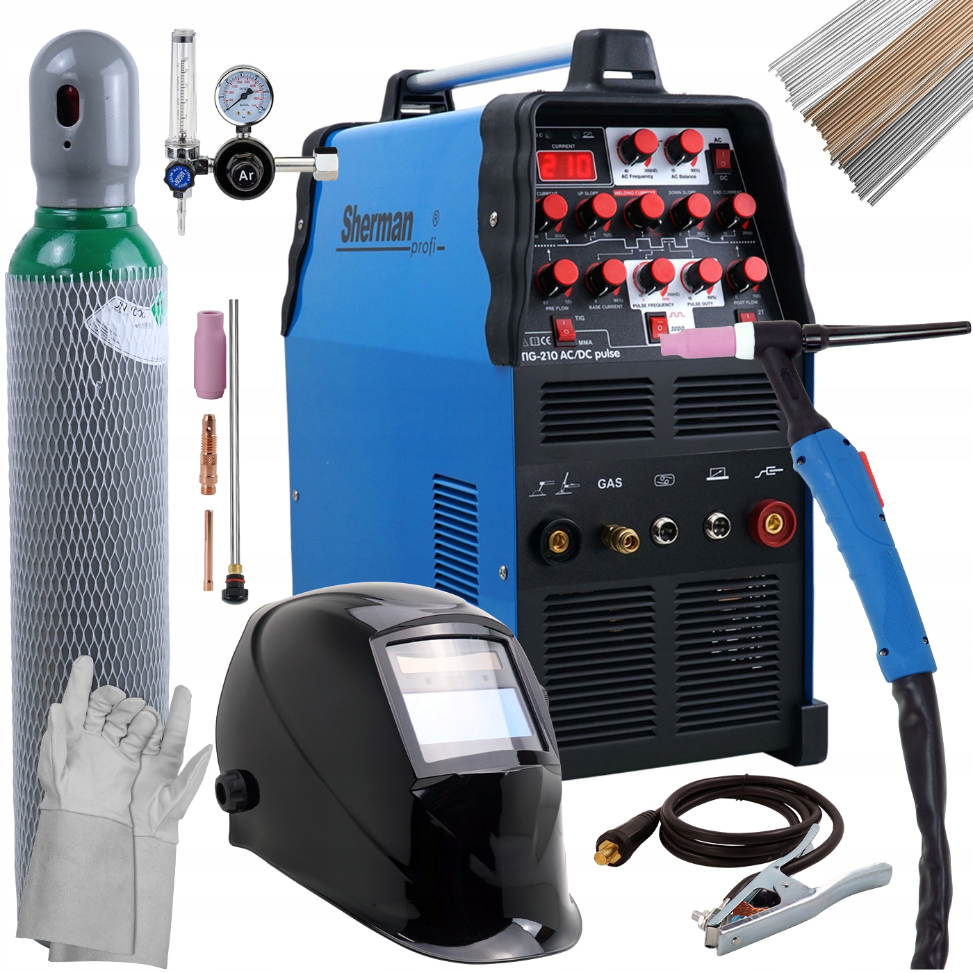 Spawarka Sherman TIG 210 AC/DC Puls zestaw 200A