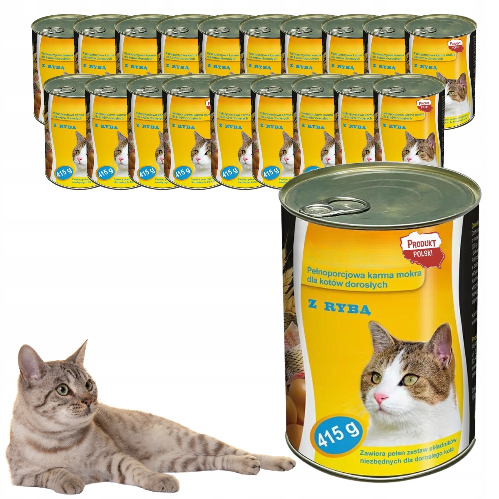 Levně Krmivo Mokré Pro Kočky S Rybou Kompletní Plechovka 415g 20 Ks