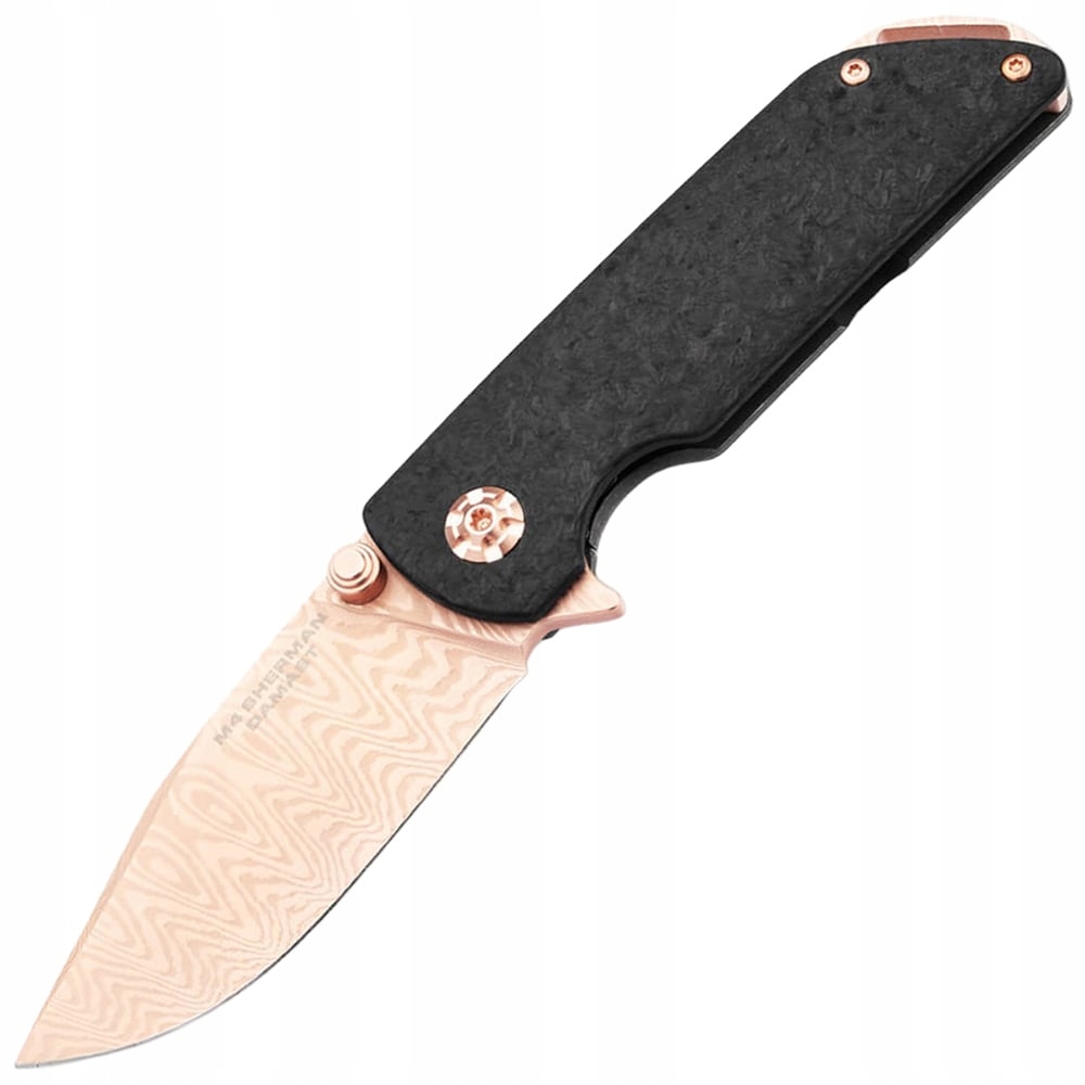 Nůž s klipem Edc Boker Solingen M4 Sherman Damast Rose Gold