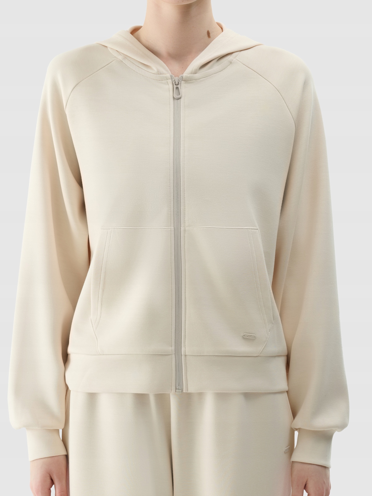 4F tepláková mikina na zip 4FWSS25TSWSF1577 béžová