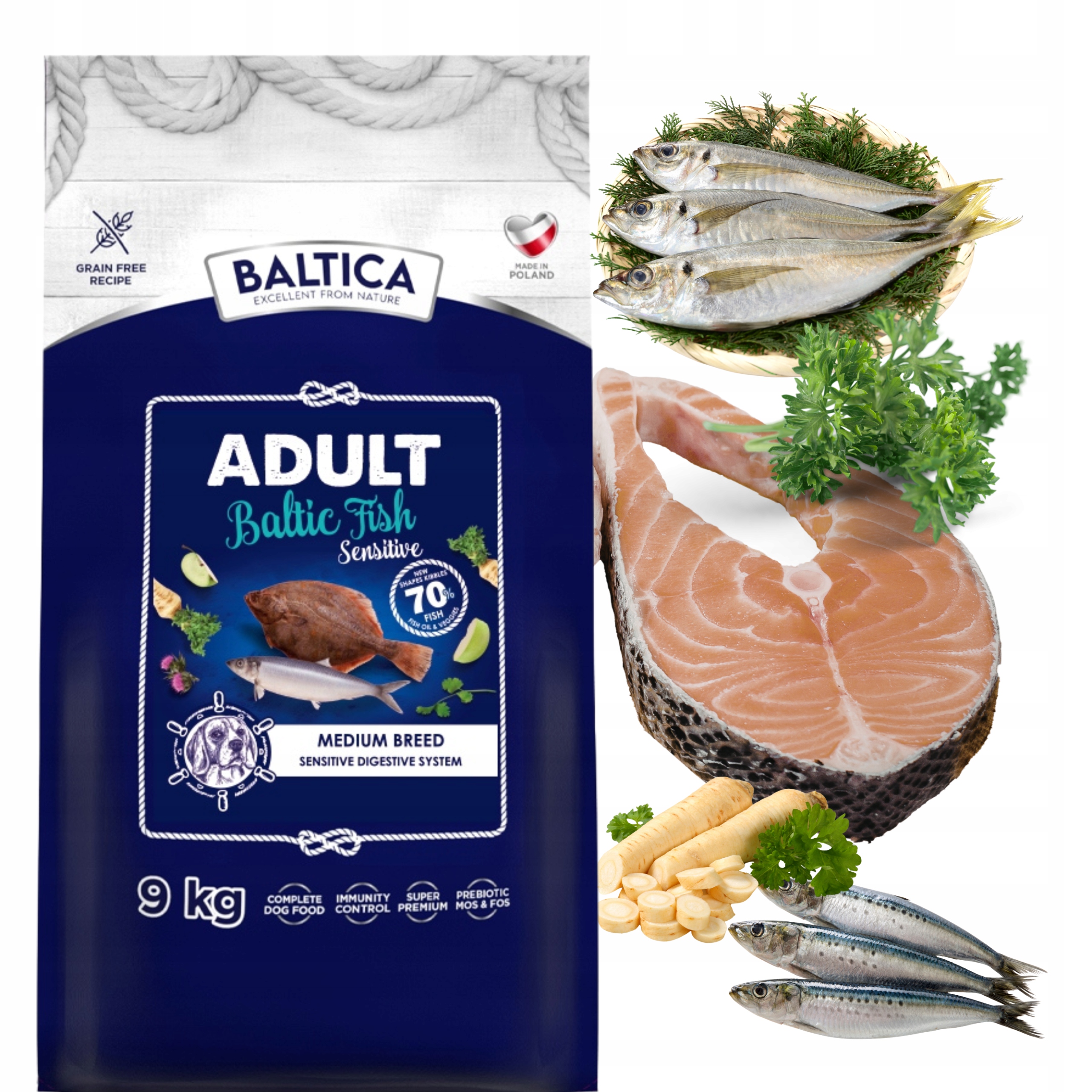 Baltica Baltic Fish Sensitive Medium 9KG Karma Hypoalergiczna Z Rybą