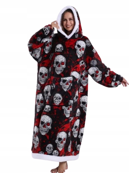 Dlouhá Mikinová Deka Lebky Deka S Rukávy Mikinový Župan S Kapucí