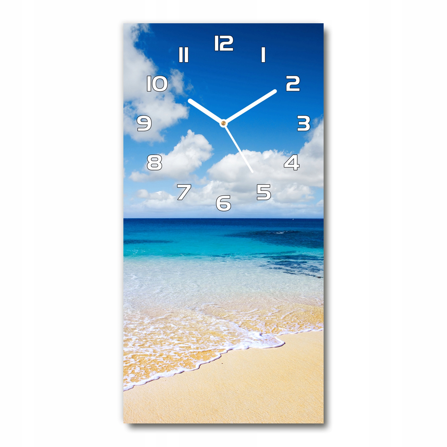 

Pionowy cichy zegar ścienny Tropikalna plaża 30x60