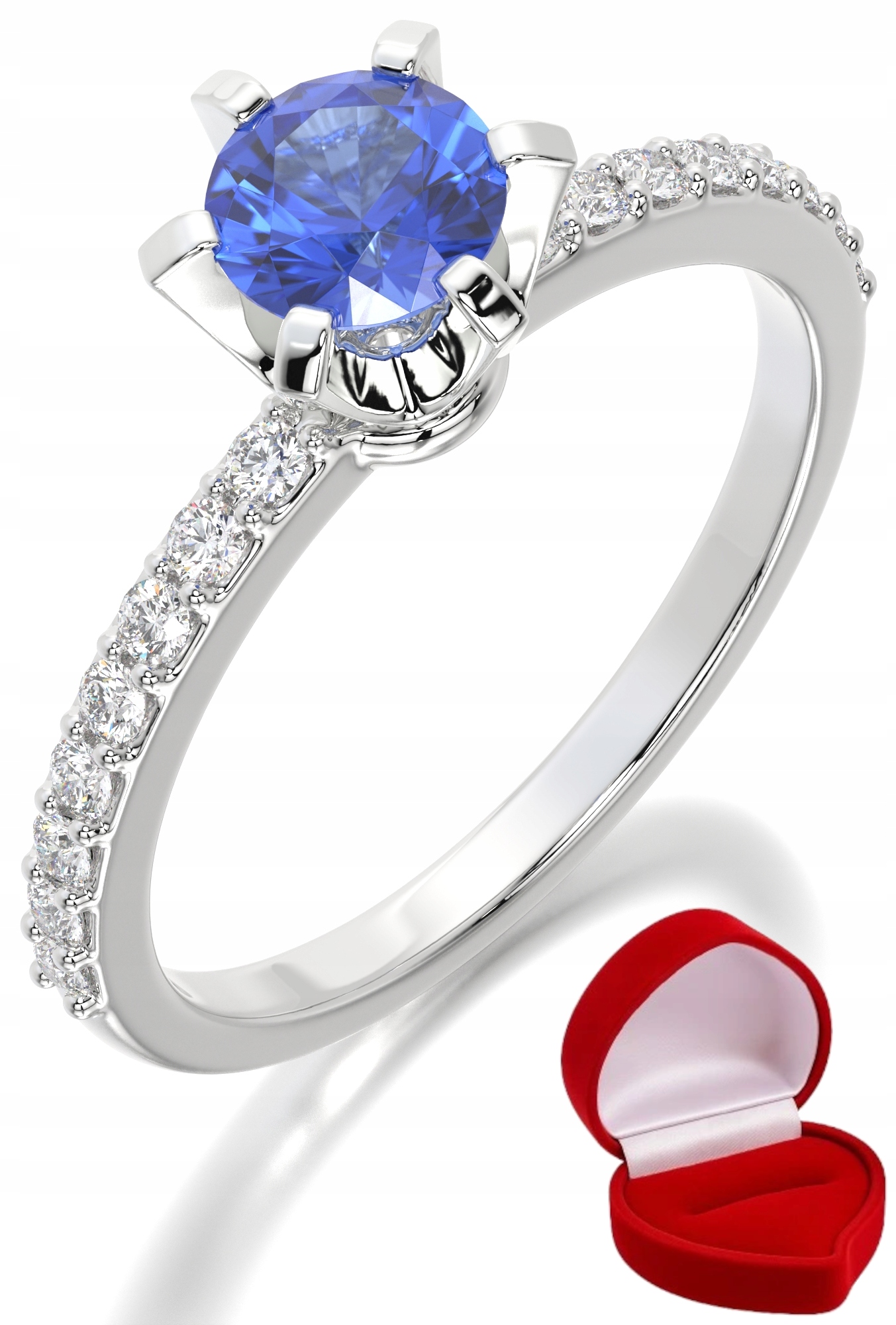 Zlatý Prstýnek 585 14k Safír 0,50 ct Bílé Zlato R22