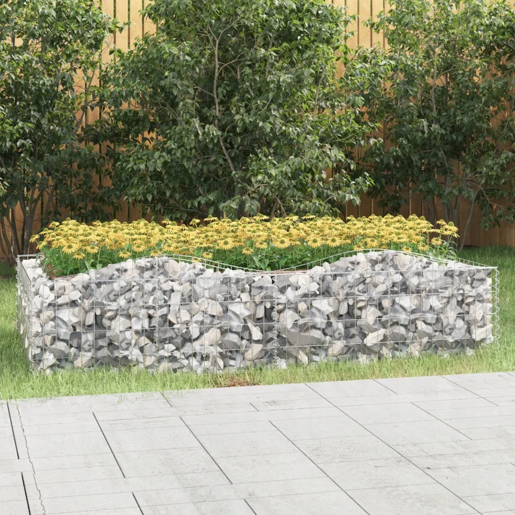 Klenutý gabion vyvýšený záhon 200x100x50 cm pozinkované železo Stříbrná 153