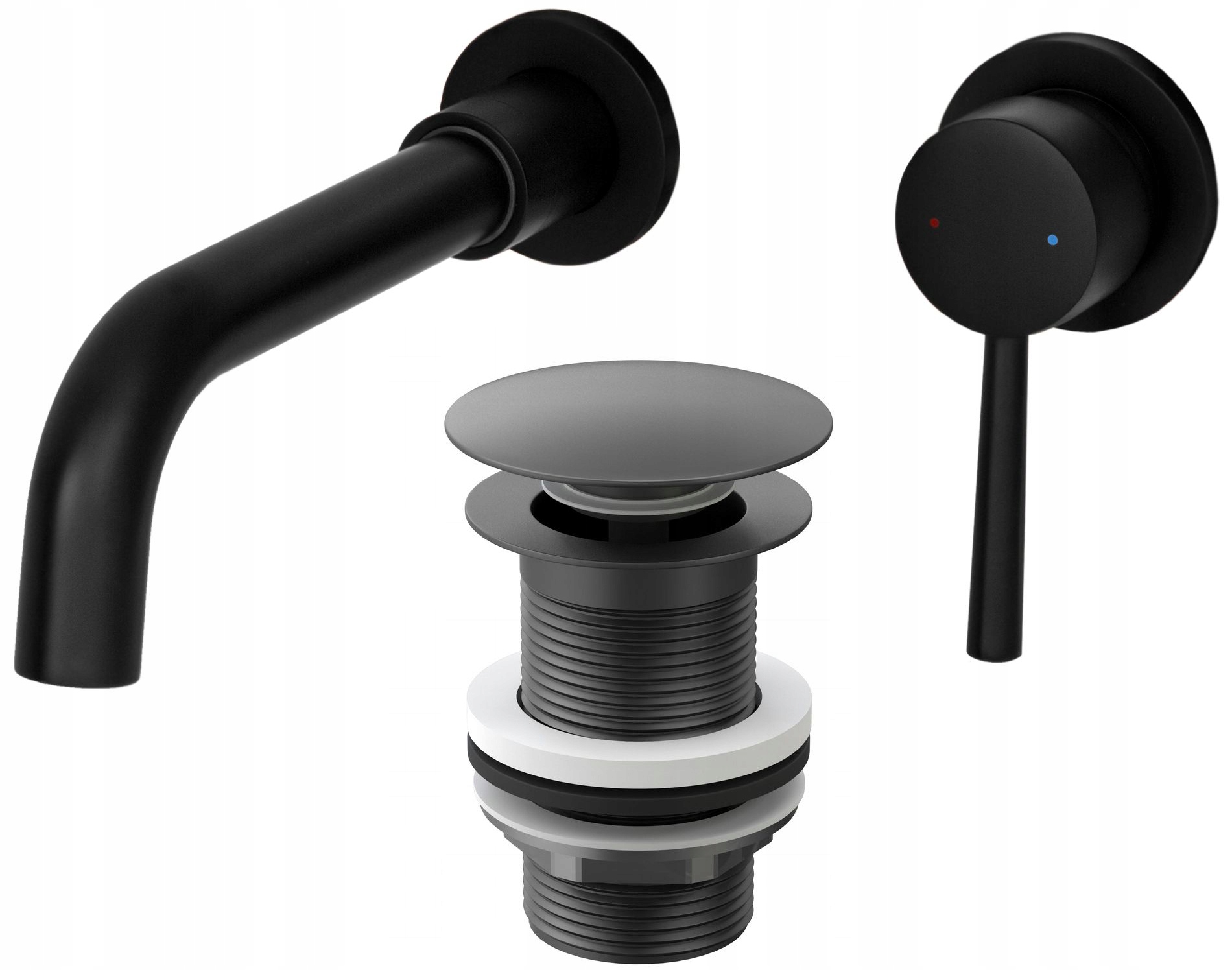 Umývadlová Batéria Kivo Čierna Podomietková Kohútiková Zátka Klik Klak Bez Prepadu