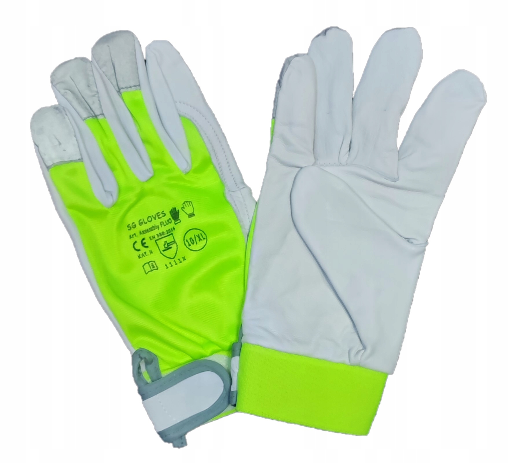 

Rękawice Odblaskowe Monterskie Kozia Skóra Rzep 10