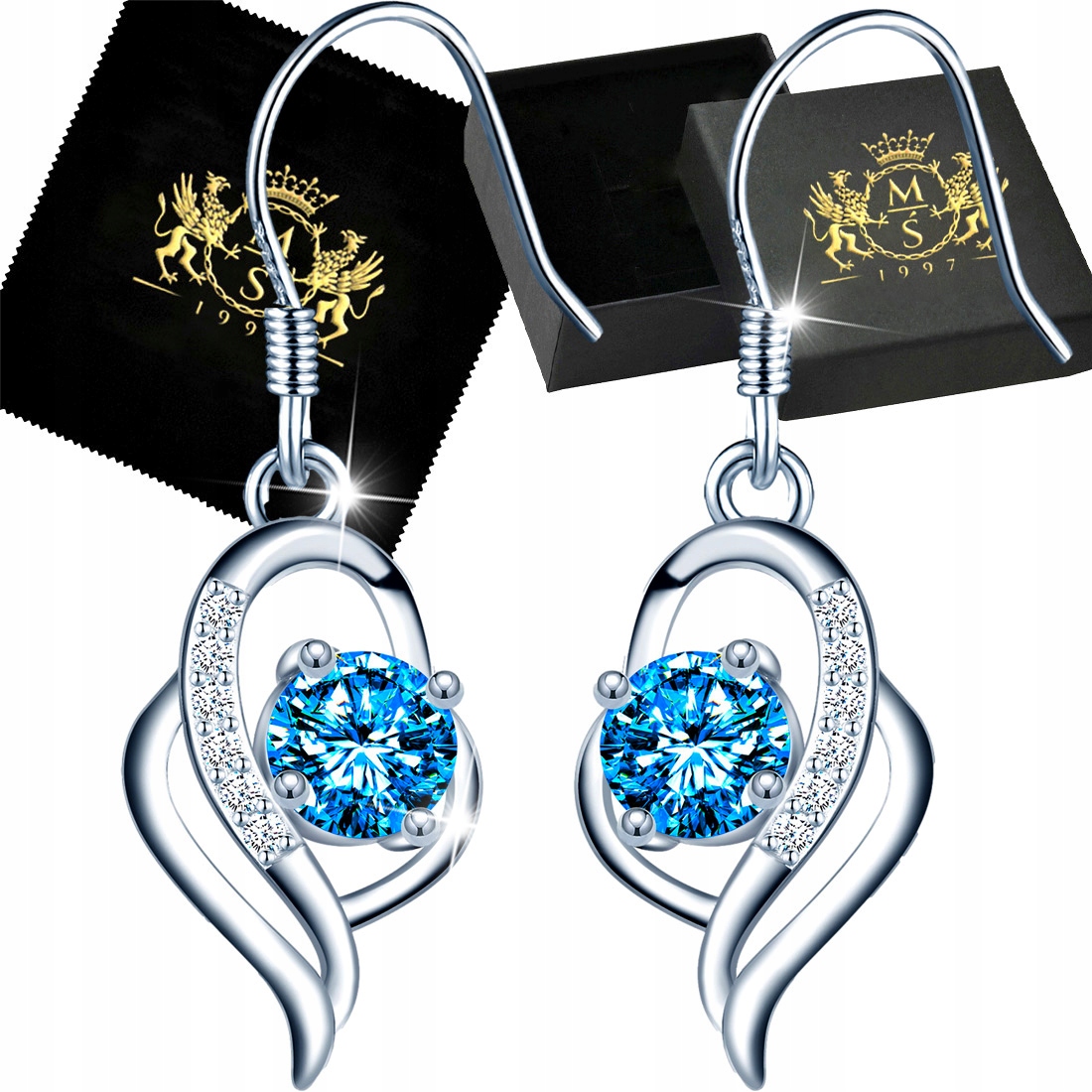 

Srebrne 925 Długie Kolczyki Wiszące Na Wesele Ślub