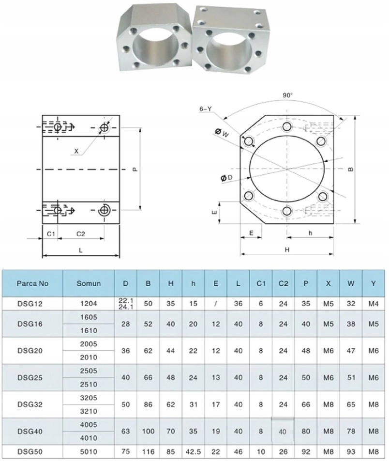Obudowa śruby kulowej CNC SFU 3205 3210 - DSG32 Model DSG32
