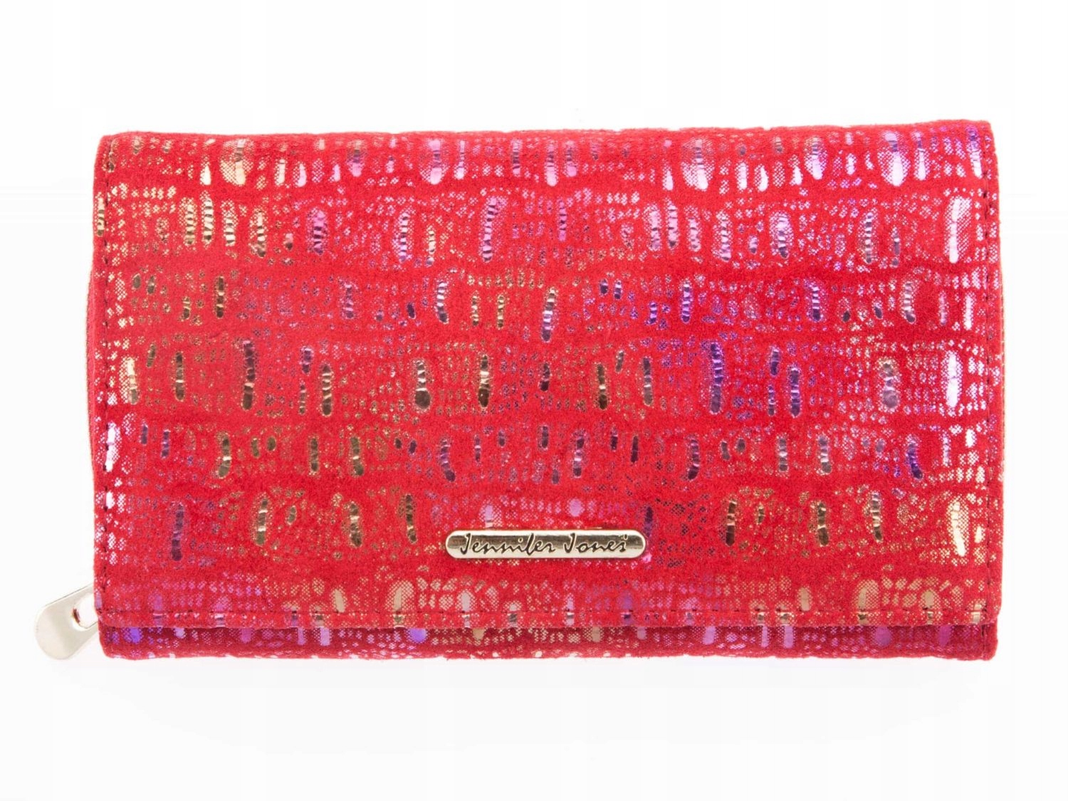Jennifer Jones Velká měkká kožená dámská peněženka se třpytkami, červená