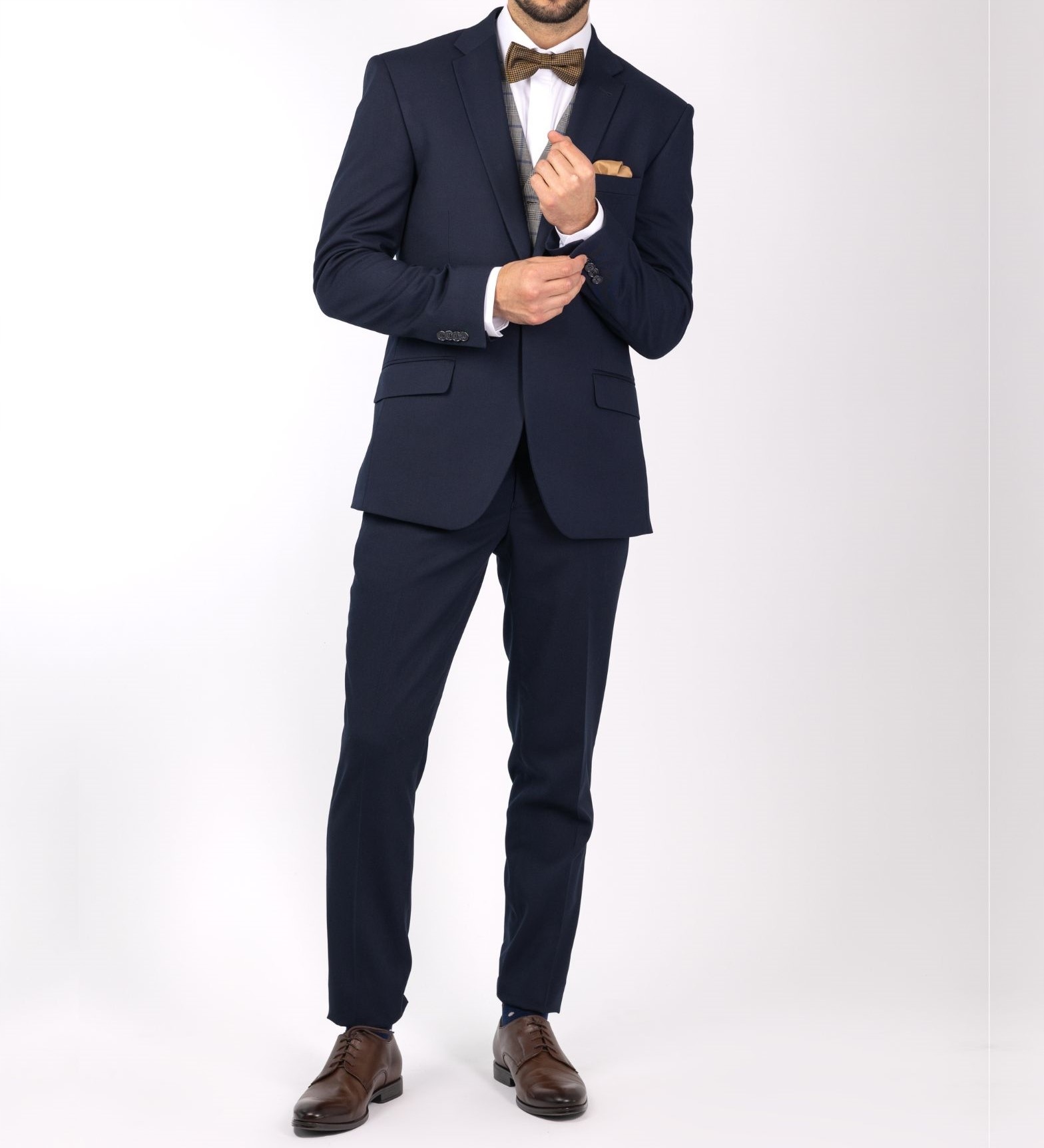 Tmavě modrý oblek Cenový Slim elegantní 164/84/70