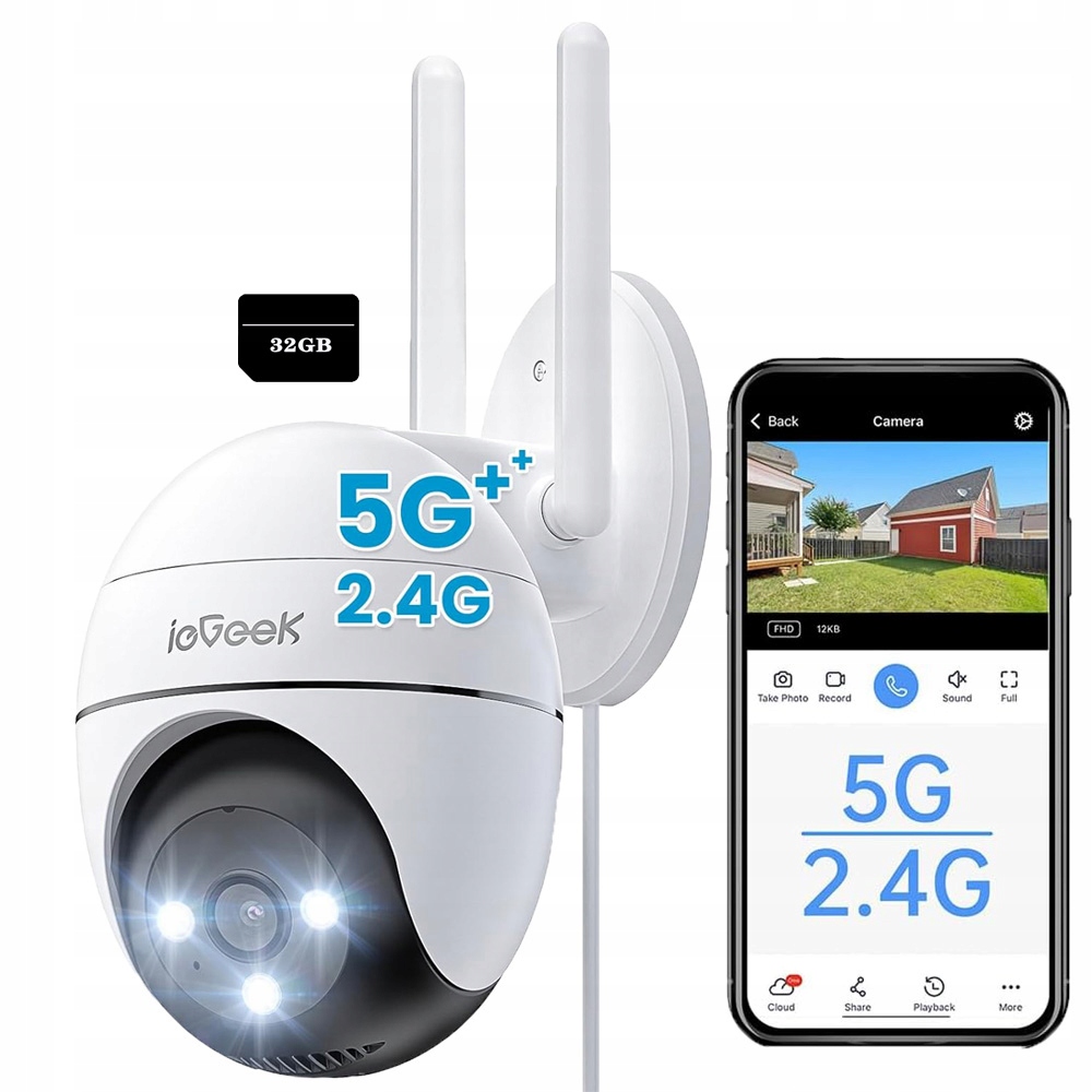 Otočná Venkovní Kamera 3MPx 2K Ultra Hd Ip WiFi 4xZOOM Detekce S 32GB