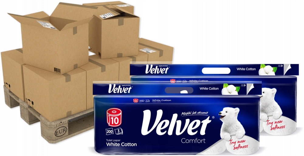 Velvet papier toaletowy White Cotton 10 rolek x140 Paleta