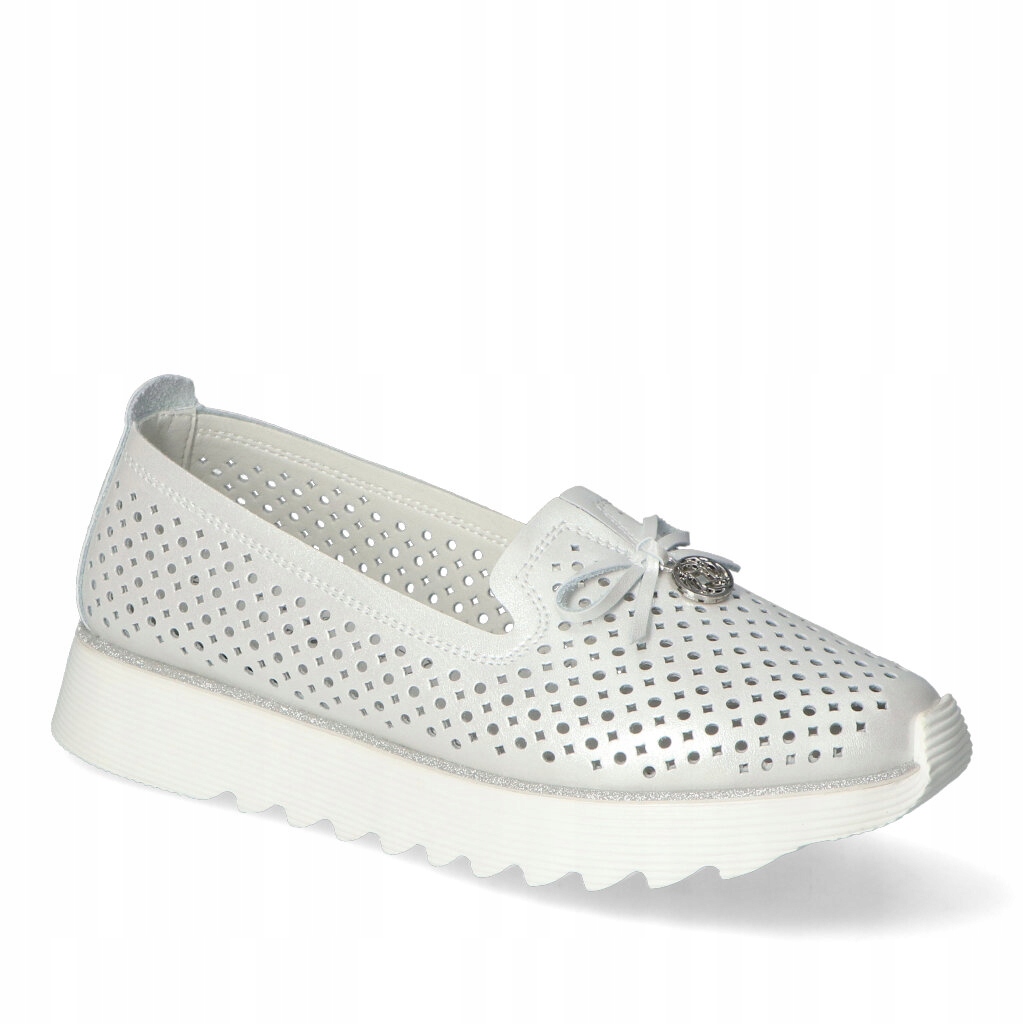 Dámské ažurové polobotky S.Barski Bílé Kožené 38