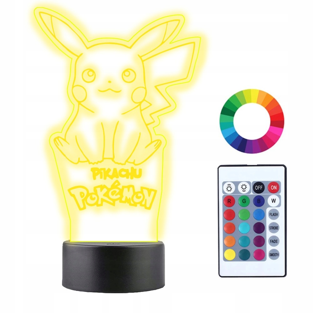 

Lampka Nocna 3D Led Pokemon Pikachu Imię Grawer