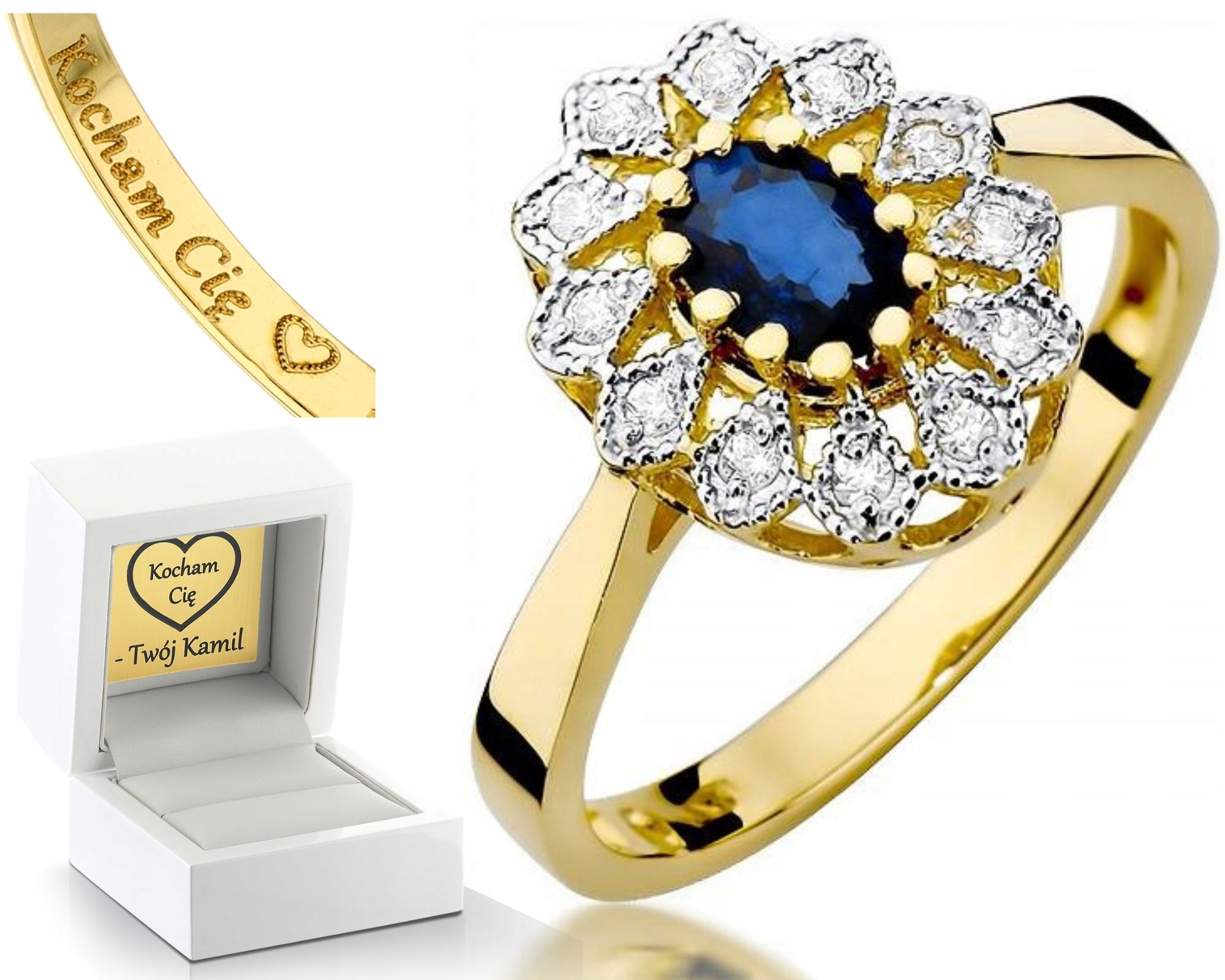 Prstýnek Safír 0,70 Ct Brilianty 0,10 Ct Obchod