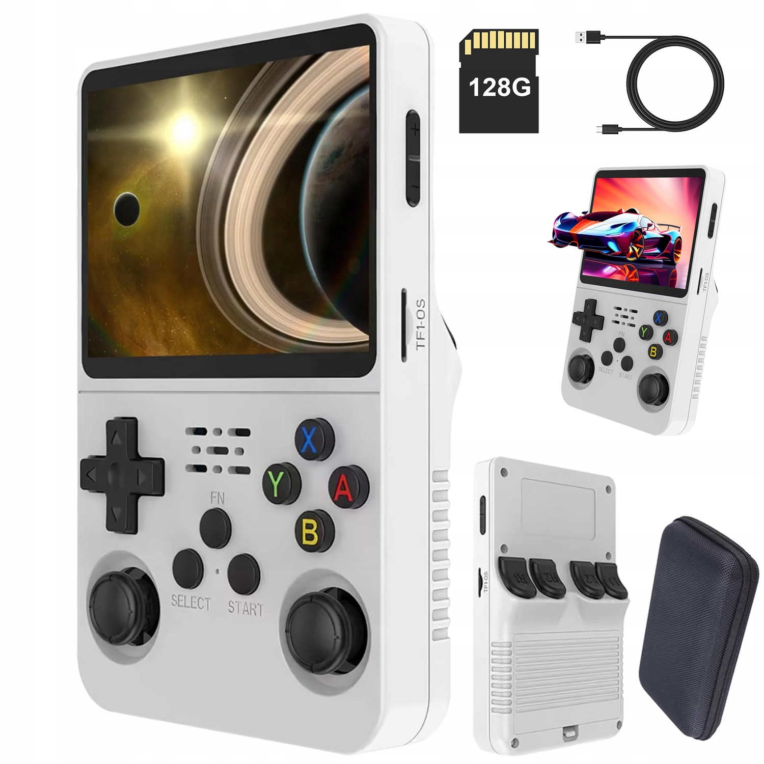 Przenośna R36S Konsola Do Gier Retro +21000 Gier 128GB Biała