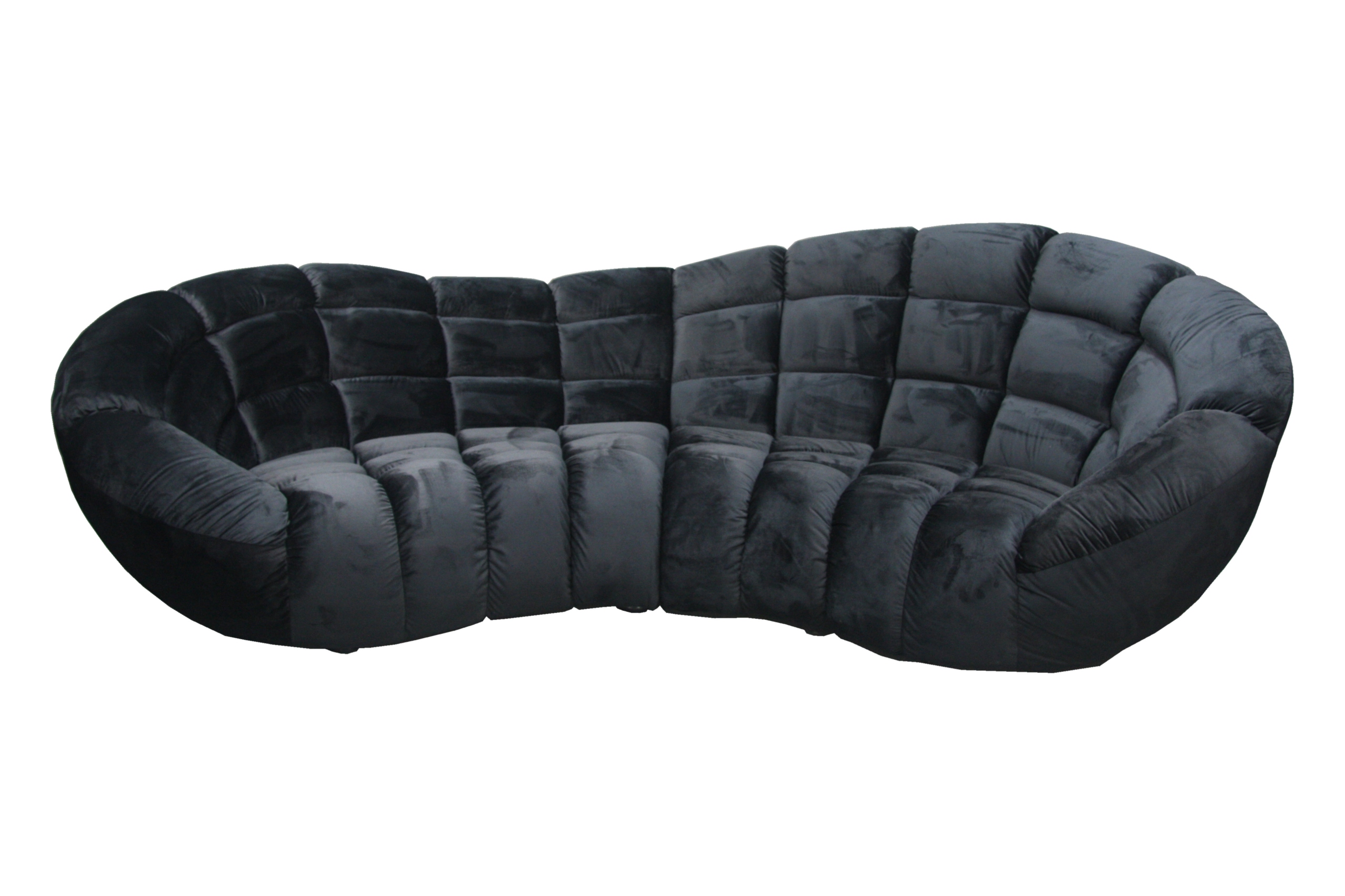 

Duża Sofa Czarna Kanapa Owal Retro Welur Sassy