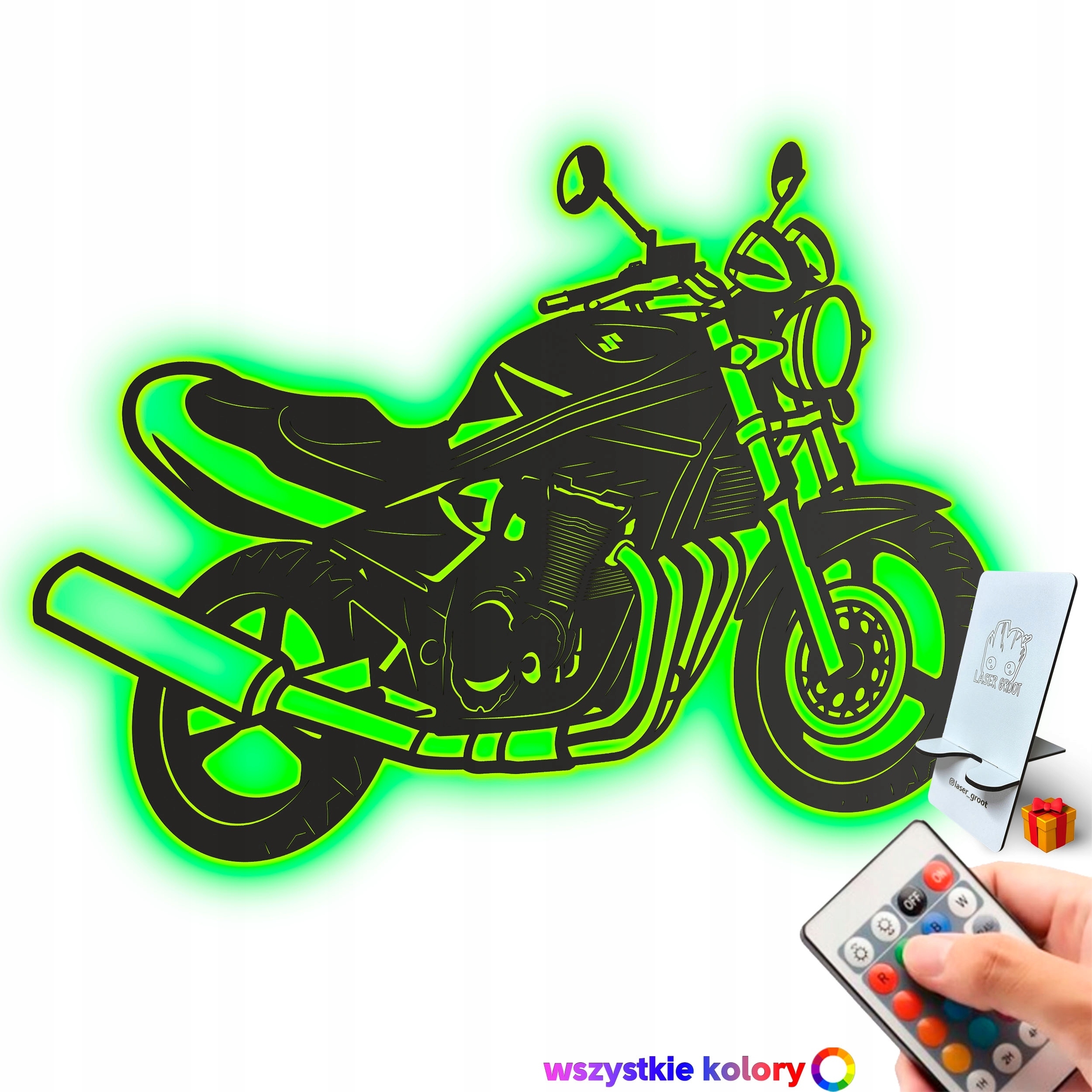 Dřevěný obraz Suzuki GSF600 Bandit Dekorace Dárek Noční Lampa Led XL