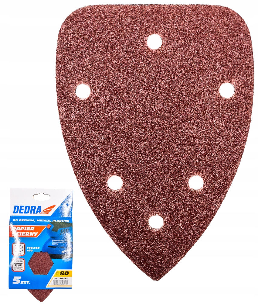 5x Papier Ścierny Szlifierki Delta Rzep gr80 Dedra