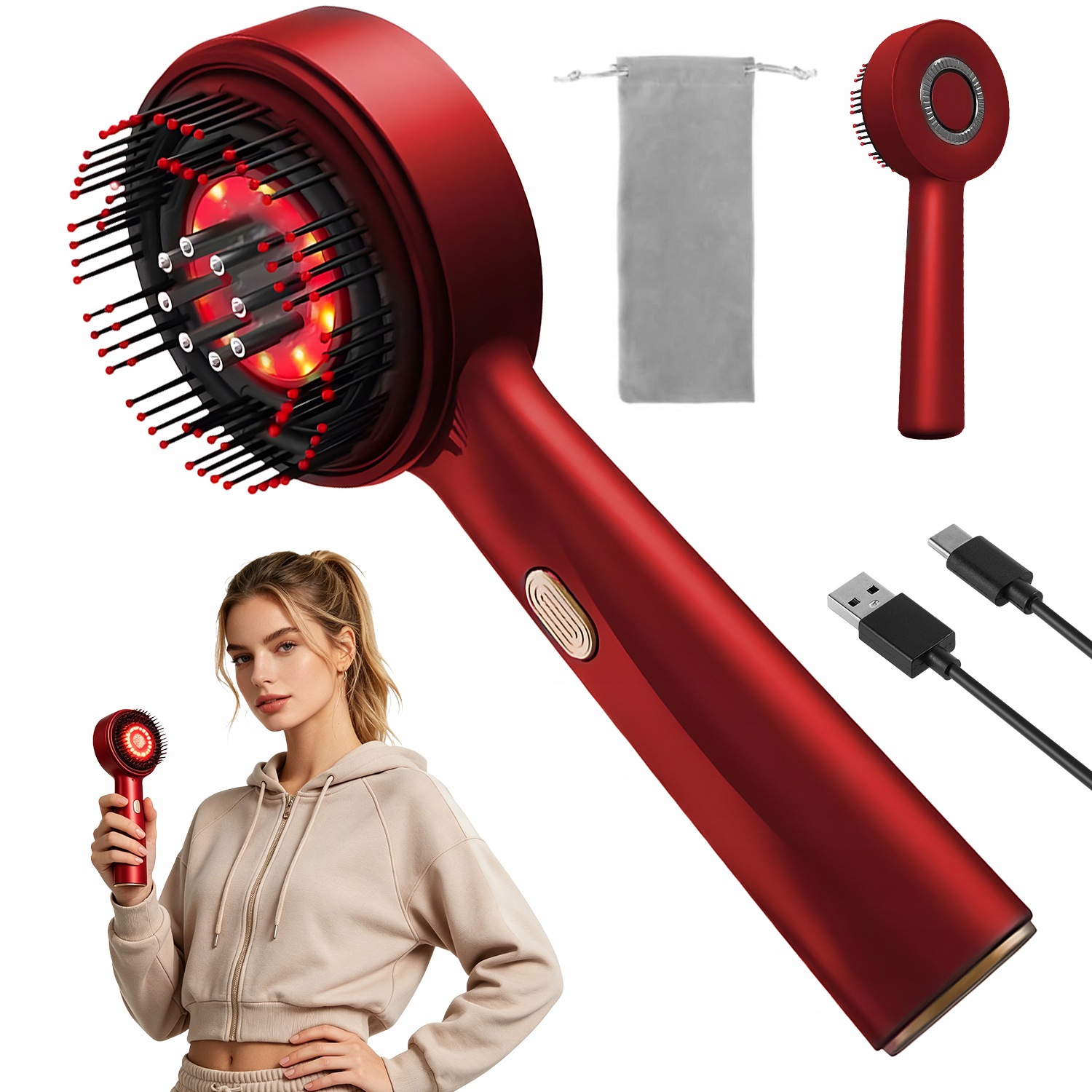 Elektrický Hřeben Pro Masáž Pokožky Hlavy – Relaxace A Snížení Stresu, 3 Režimy
