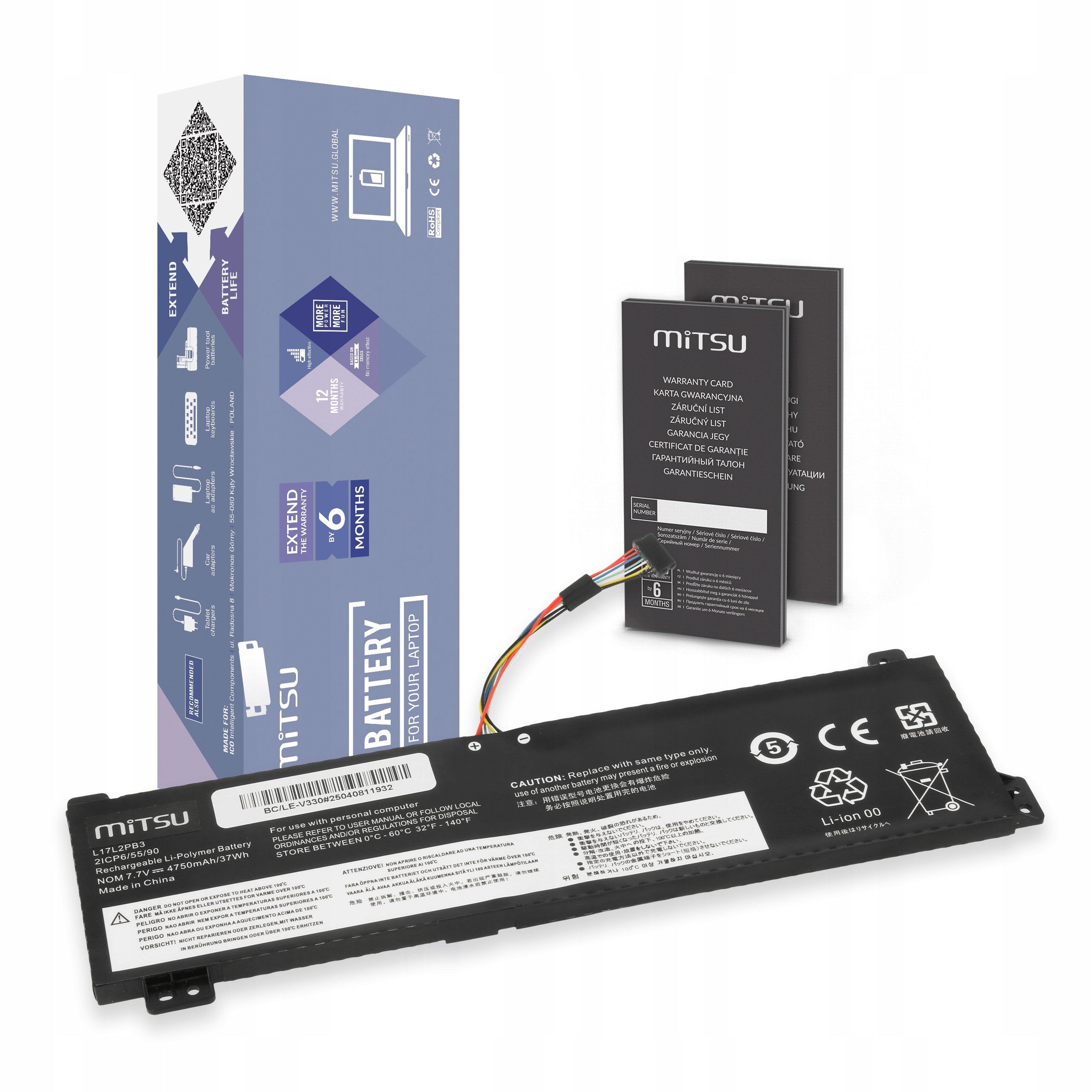 Bateria L17M2P83 L17M2PB3 do Lenovo V130-15IGM, V330-15IKB