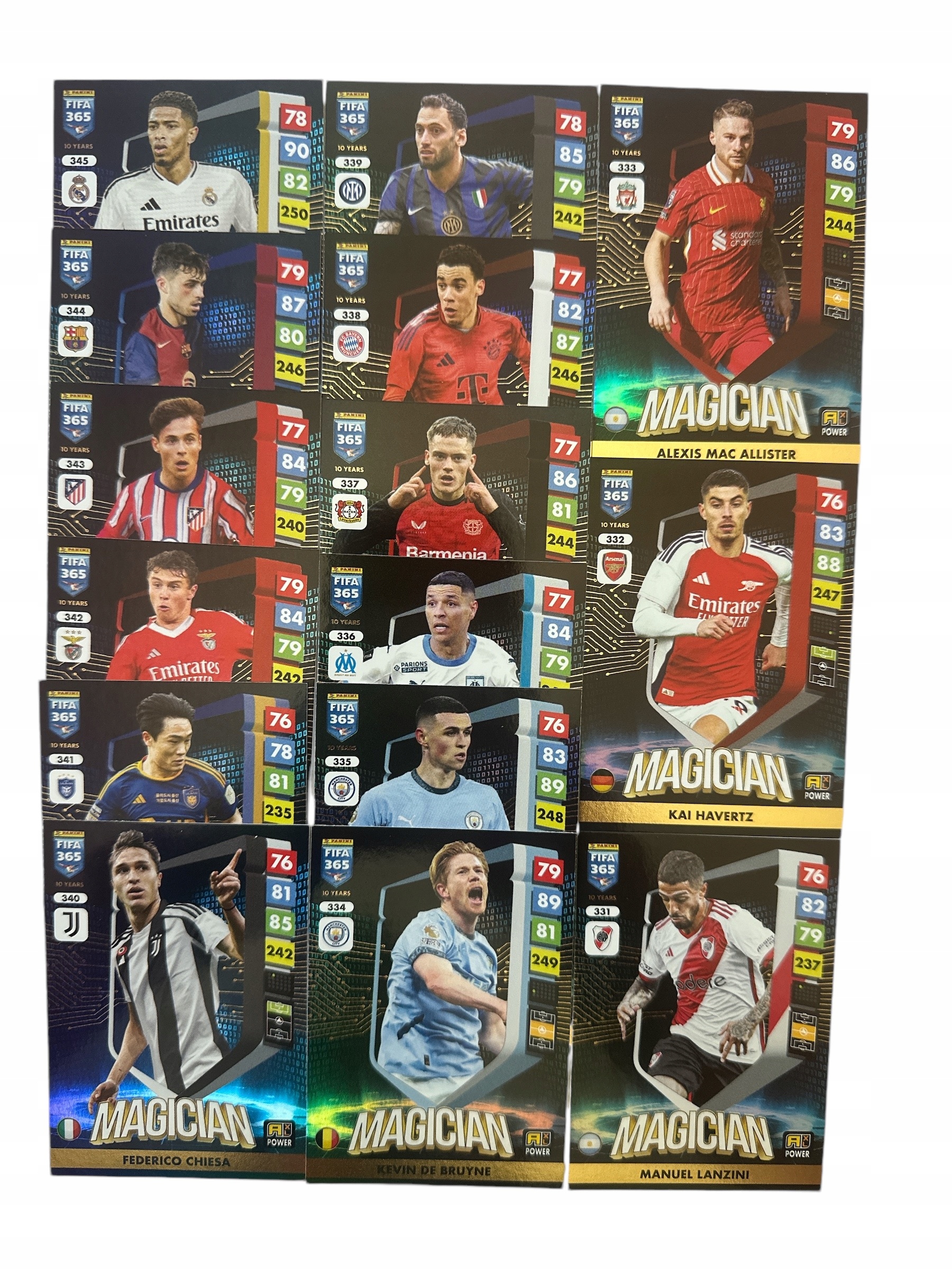 Fifa 365 2025 Adrenalyn XL Panini Magician Power 15 kart 334 345 Komplet